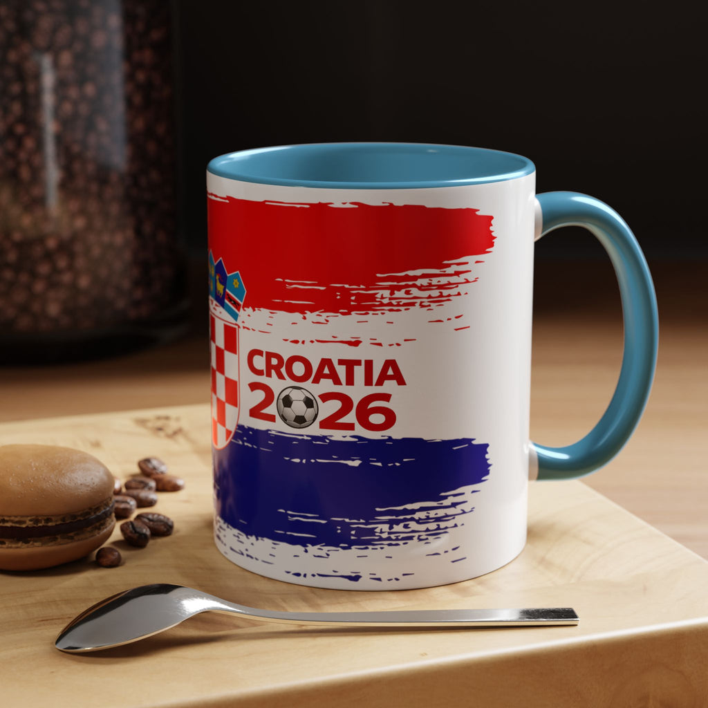 Croatia 2026 Accent Coffee Mug – Red White Blue Crest Soccer Fan Gift