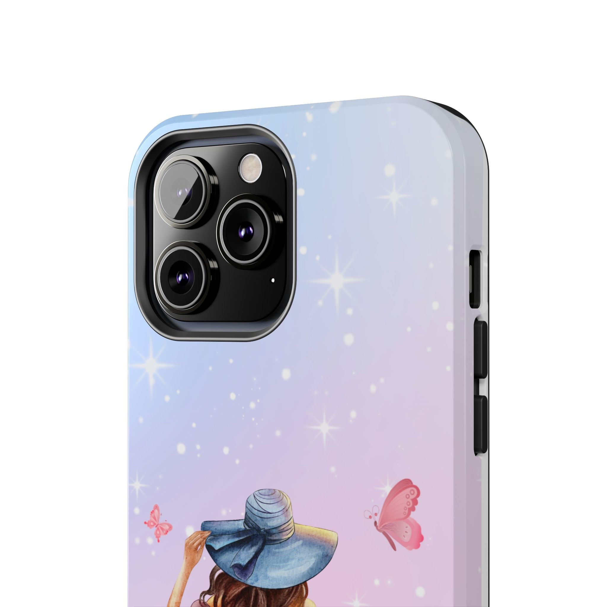 Pastel Girl with Hat Phone Case — Floral Basket Butterfly Tough Phone Case