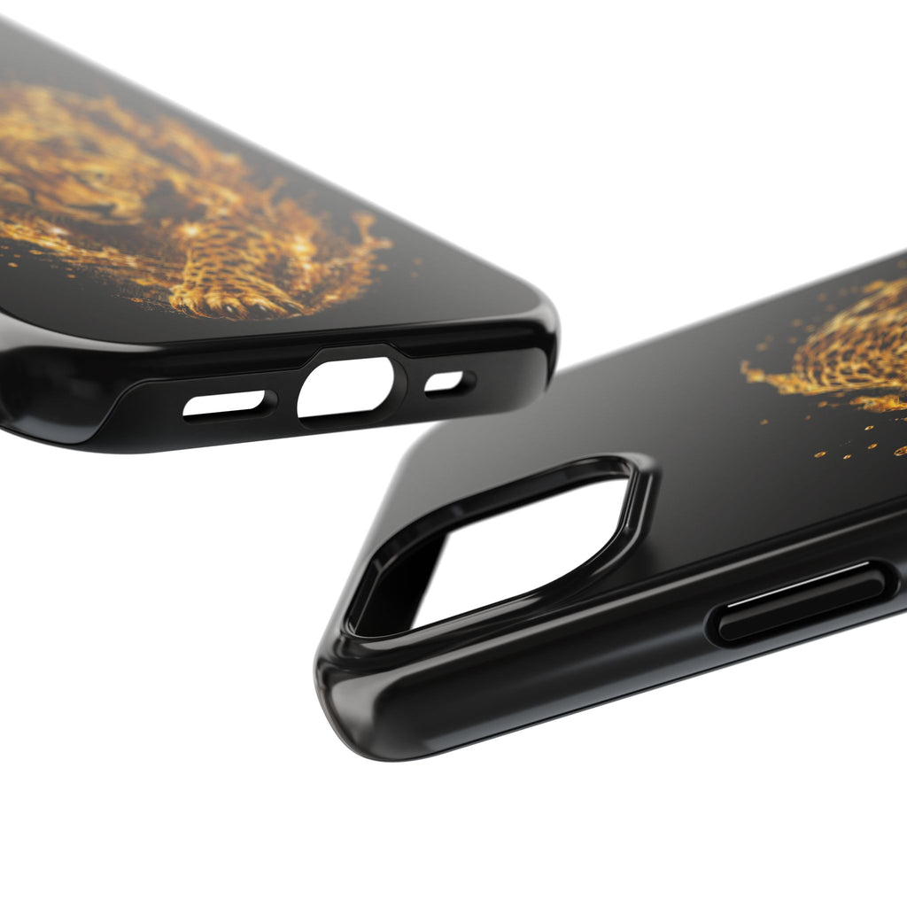 Golden Cheetah Tough Phone Case — Fierce Splash Design, Protective iPhone Cover