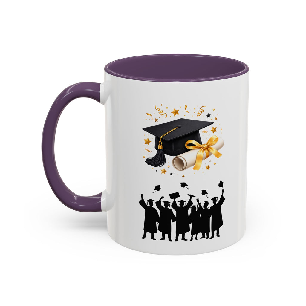 Graduation Celebration Coffee Mug — Cap, Diploma & Tossed Caps Design