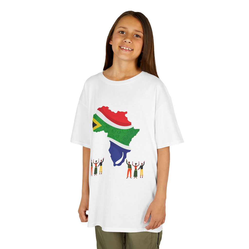 South Africa Kids T‑Shirt — South Africa Flag Map & Cup Trophy