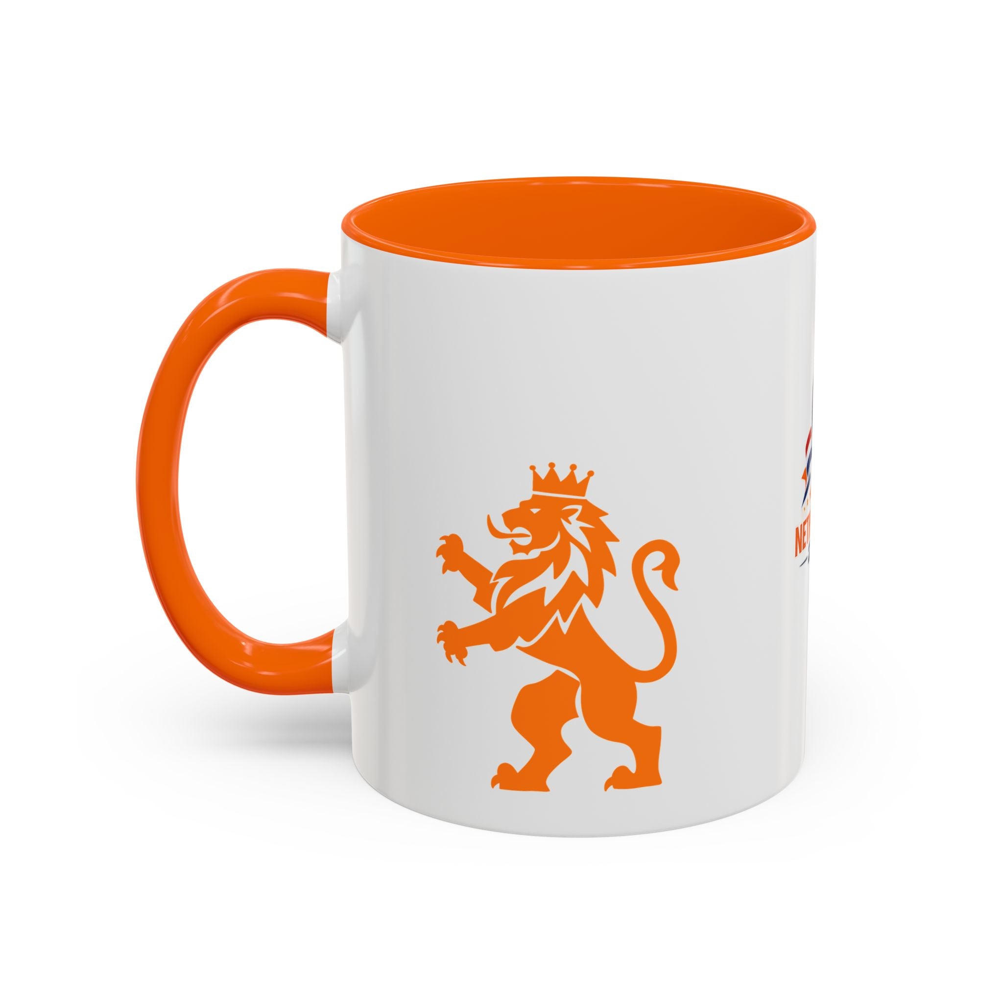 Netherlands 2026 Soccer Fan Coffee Mug — Orange Lion Accent Mug