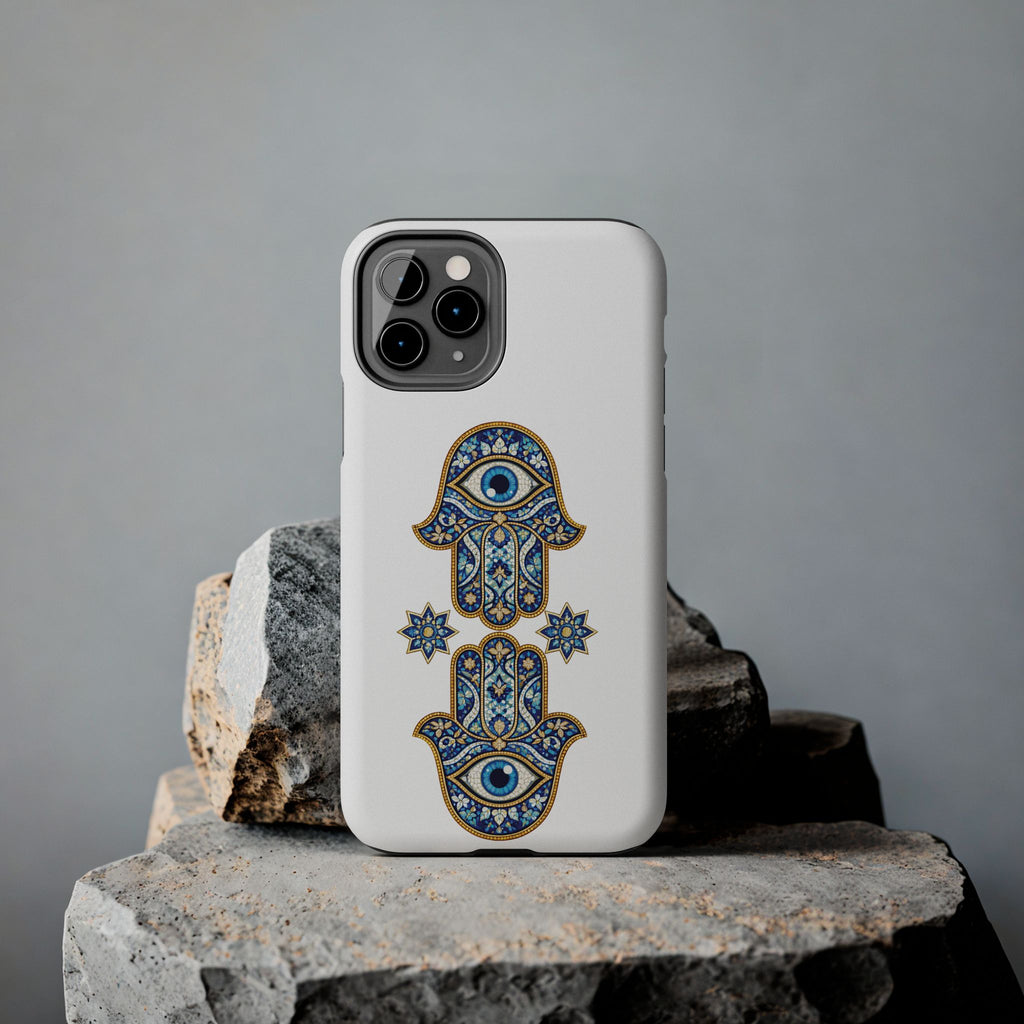 Hamsa Eye Tough Phone Case — Blue Mosaic Protective Phone Cover