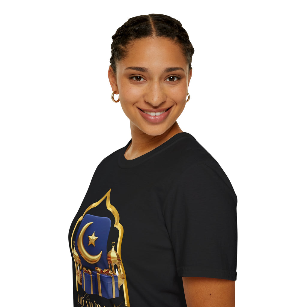 Eid Mubarak T-Shirt — Crescent Moon & Mosque Graphic