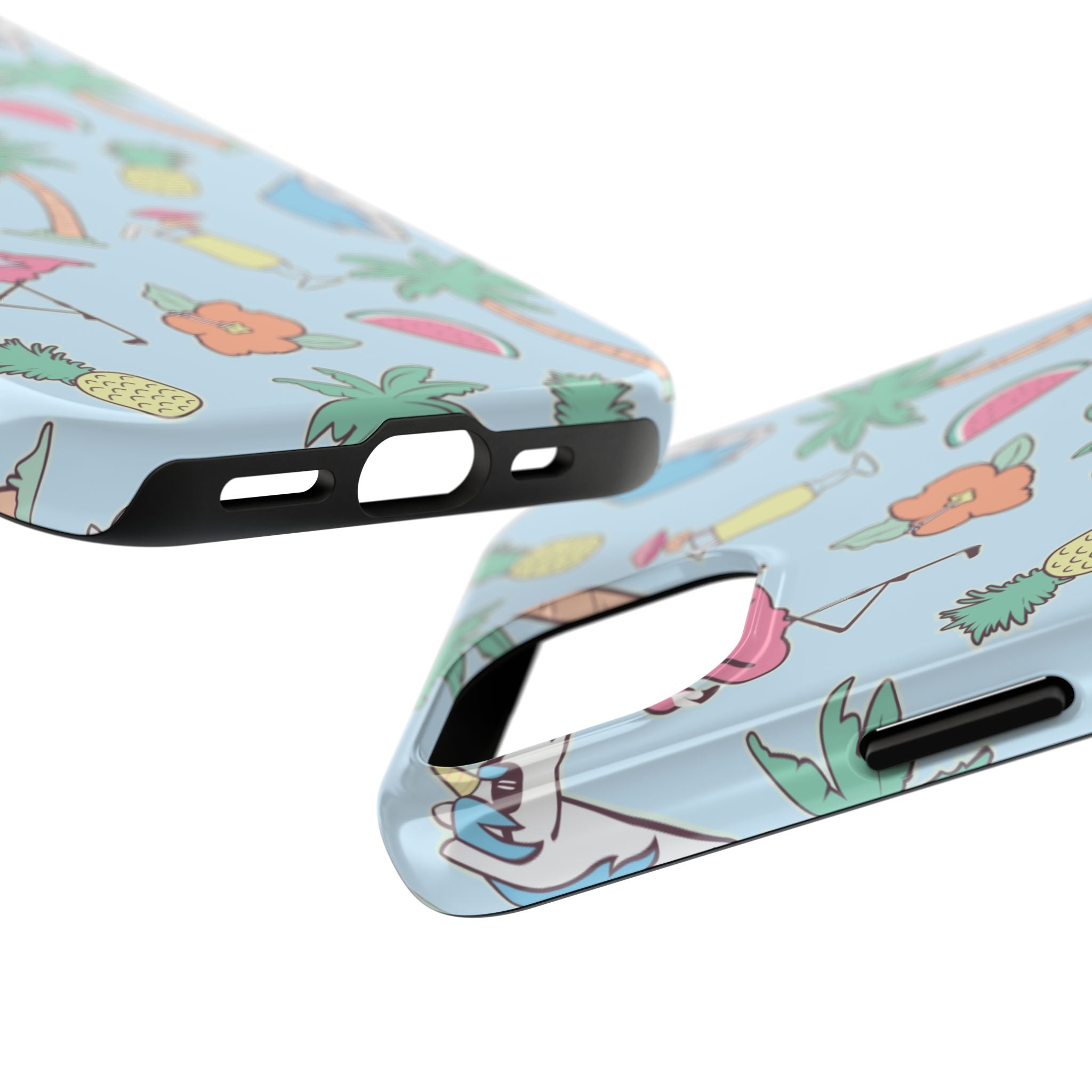 Tropical Summer Tough Phone Case — Pineapple, Flamingo & Palm Pattern