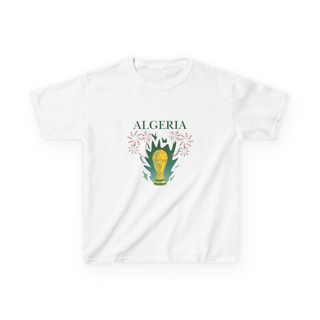Algeria Kids T‑Shirt – Cup Trophy & Flag Soccer Tee