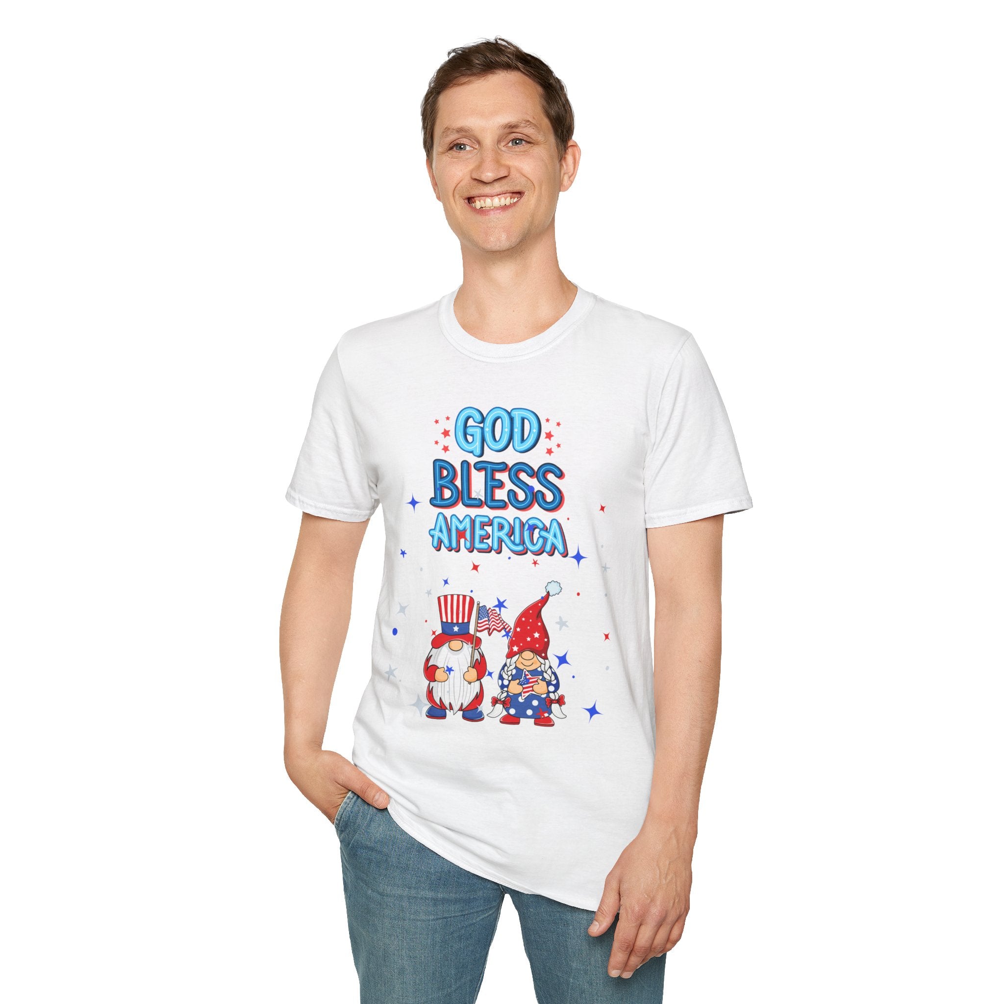 God Bless America T-Shirt — Patriotic 4th of July Gnome Tee