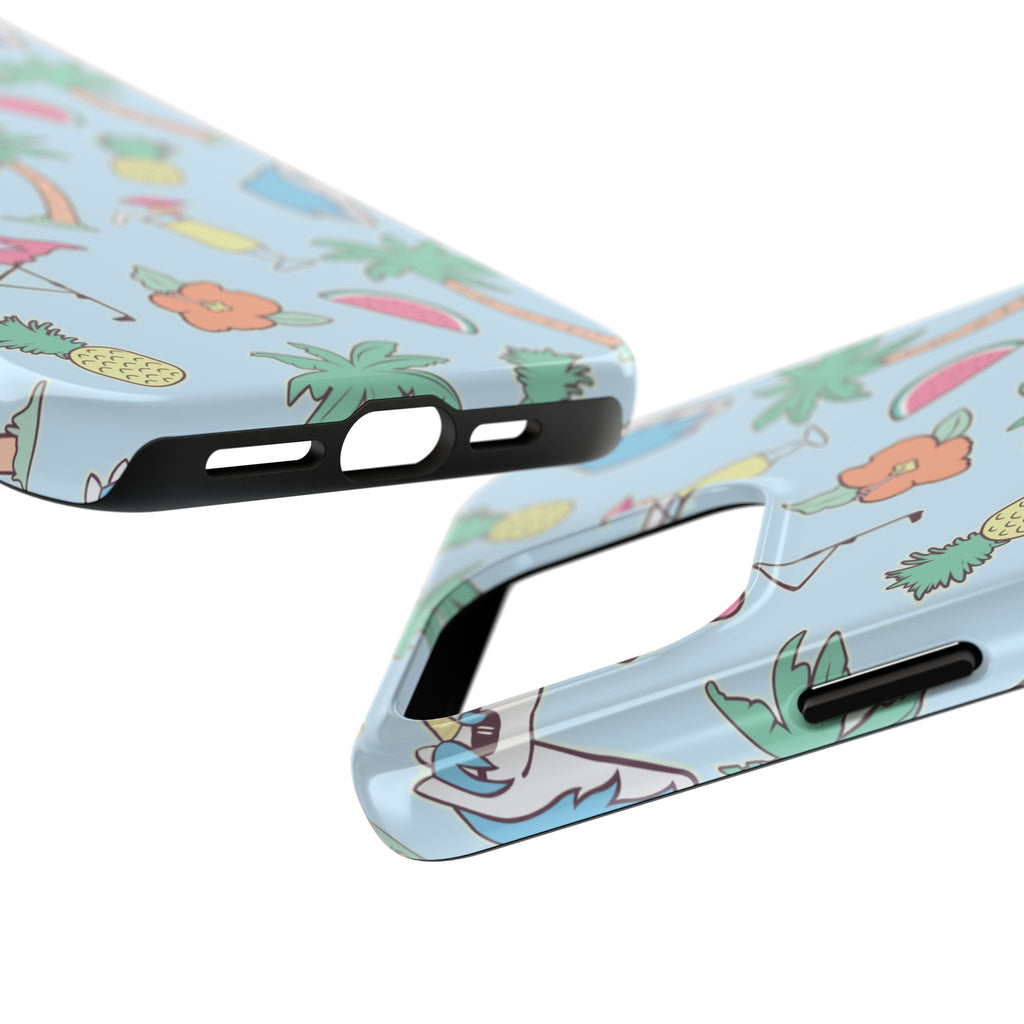 Tropical Summer Tough Phone Case — Pineapple, Flamingo & Palm Pattern