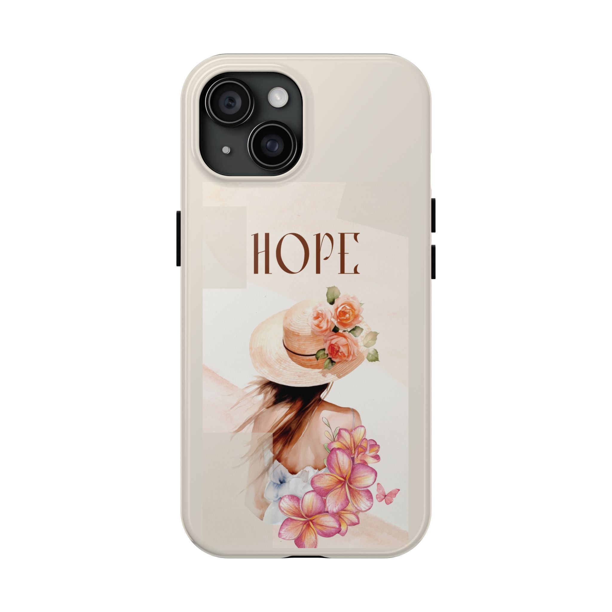 Hope Floral Tough Phone Case — Protective iPhone Case with Watercolor Girl & Flowers