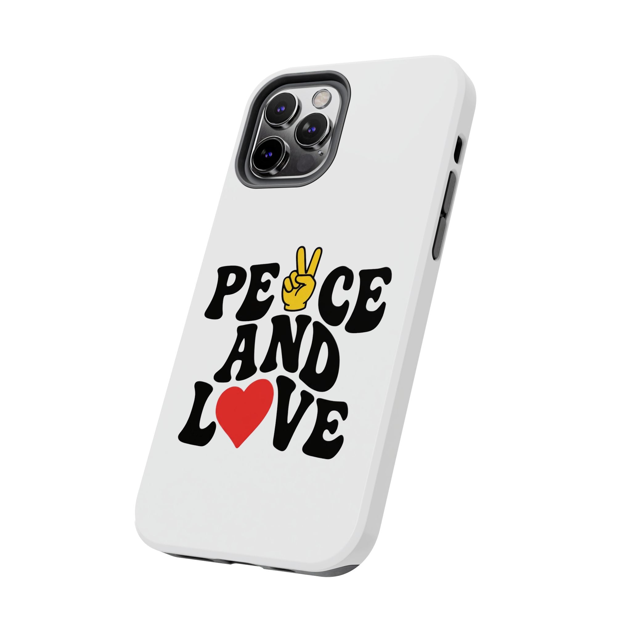 Peace and Love Tough Phone Case — Retro Peace Sign & Heart Protective Cover