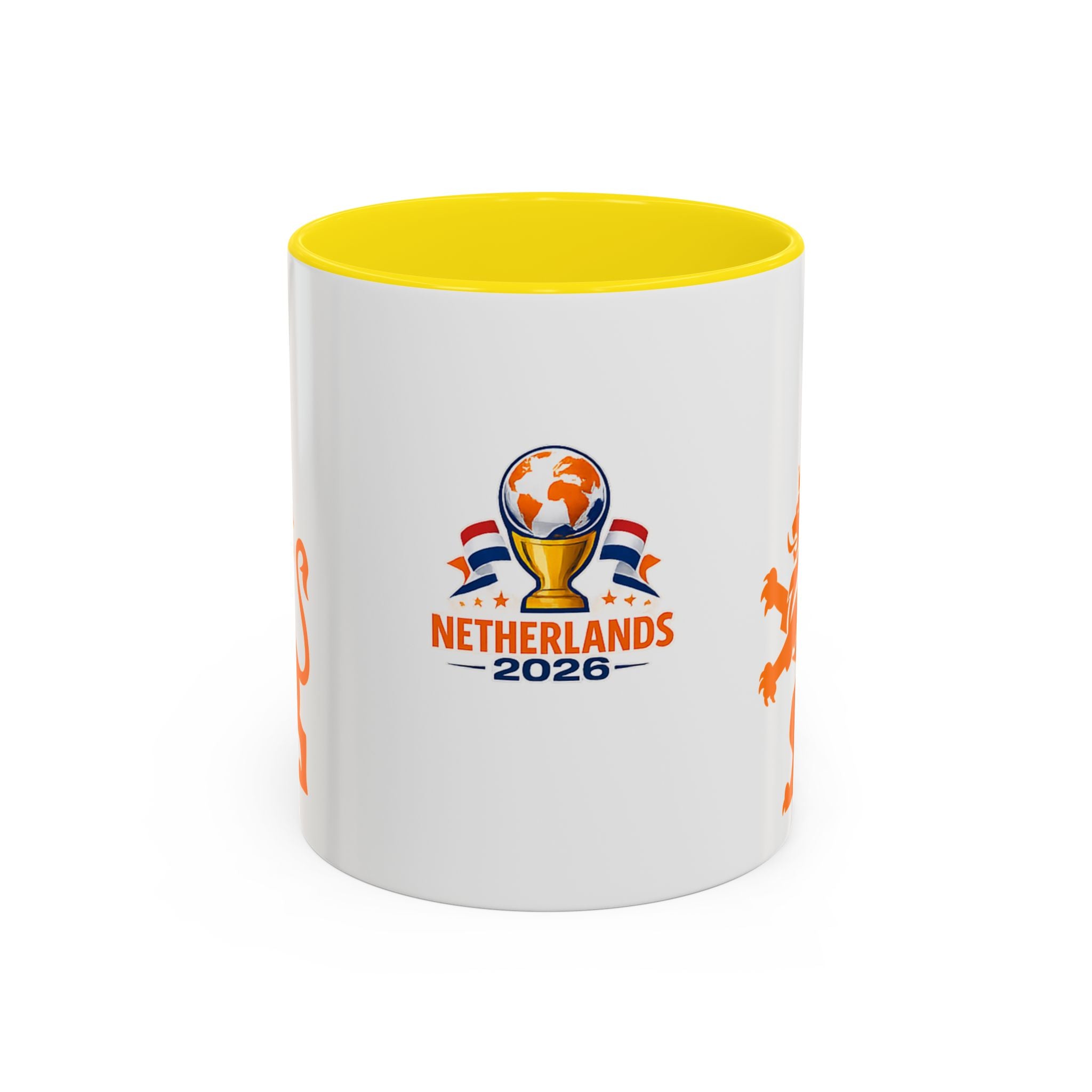 Netherlands 2026 Soccer Fan Coffee Mug — Orange Lion Accent Mug