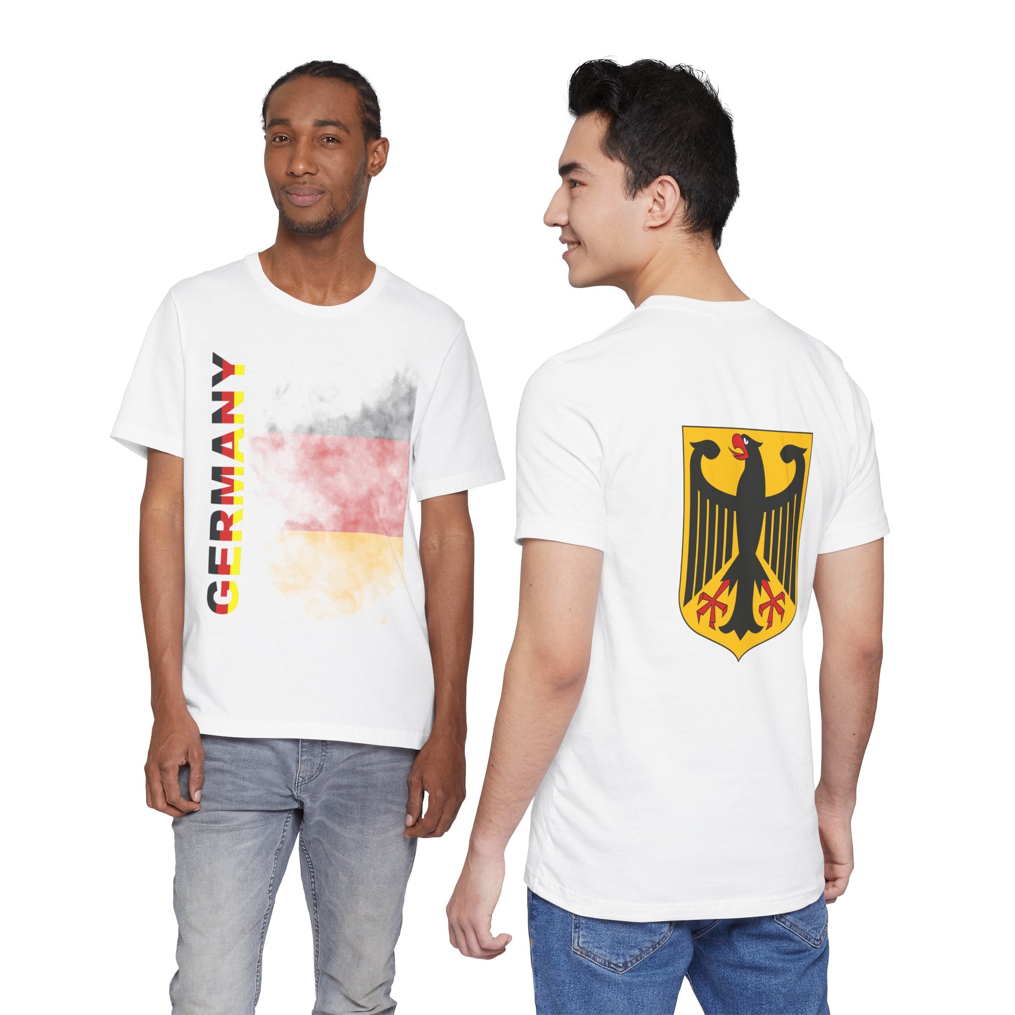 Germany Flag Eagle Tee — German Pride T‑Shirt (Smoky Flag Front, Coat of Arms Back)