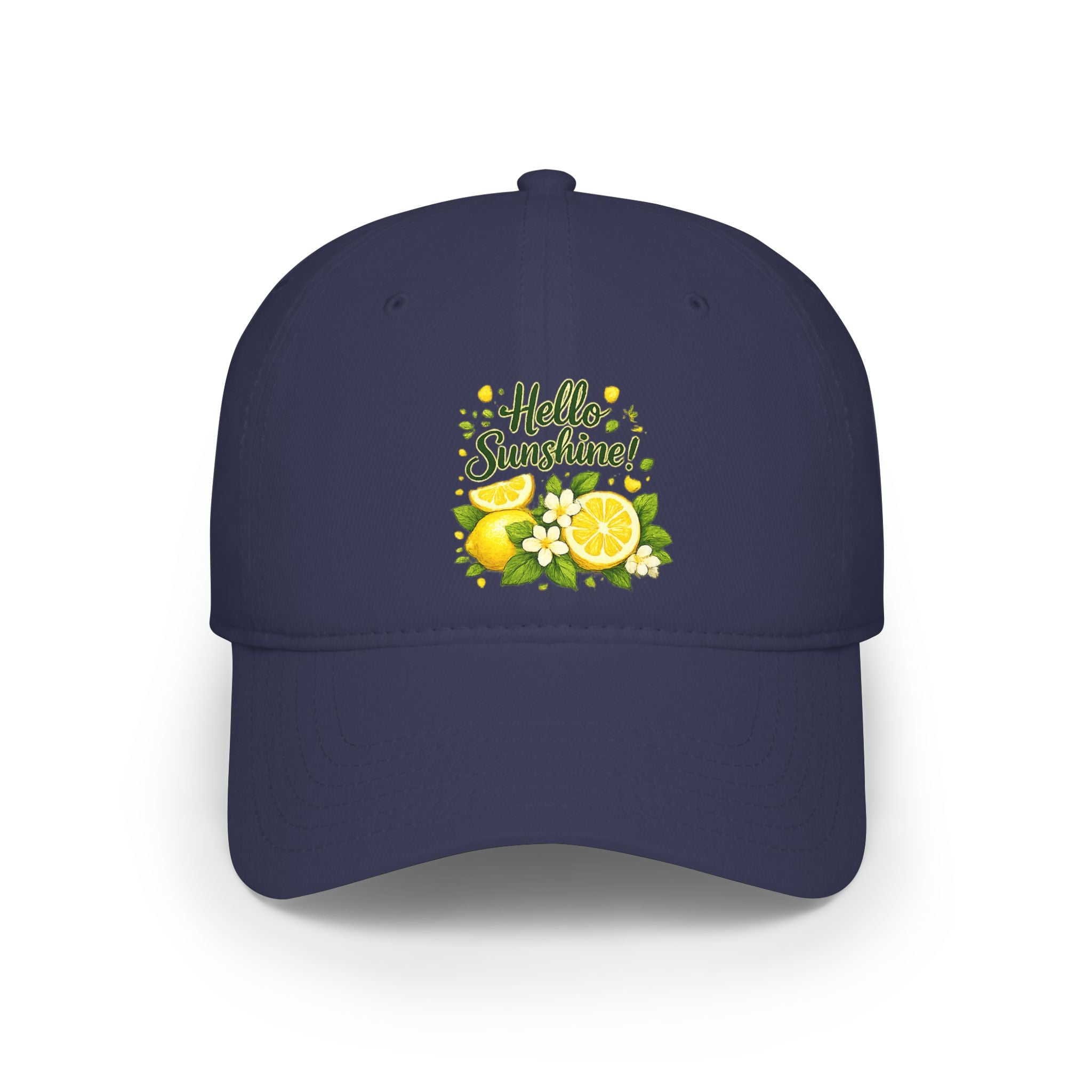 Hello Sunshine Lemon Dad Hat — Bright Floral Baseball Cap