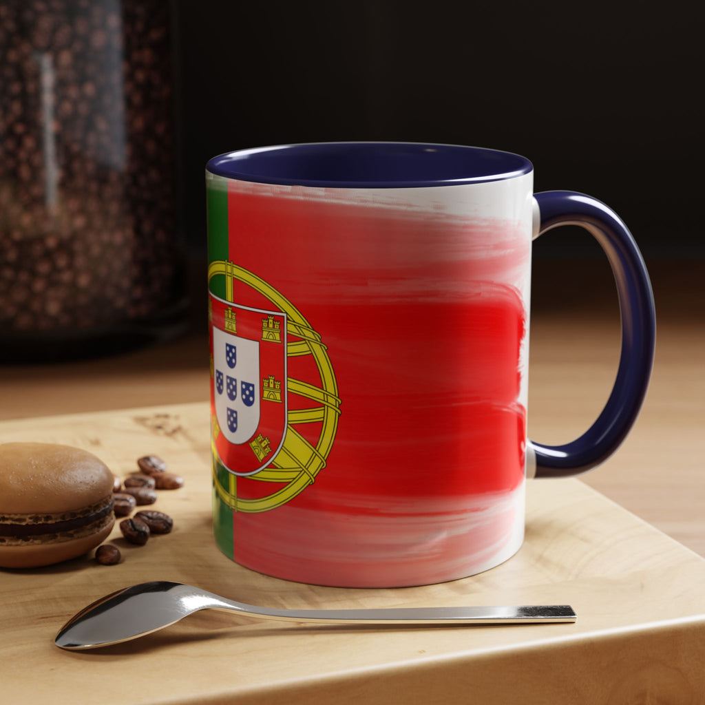 Portugal Flag Accent Coffee Mug — Painted Portuguese Crest Design (11/15oz)