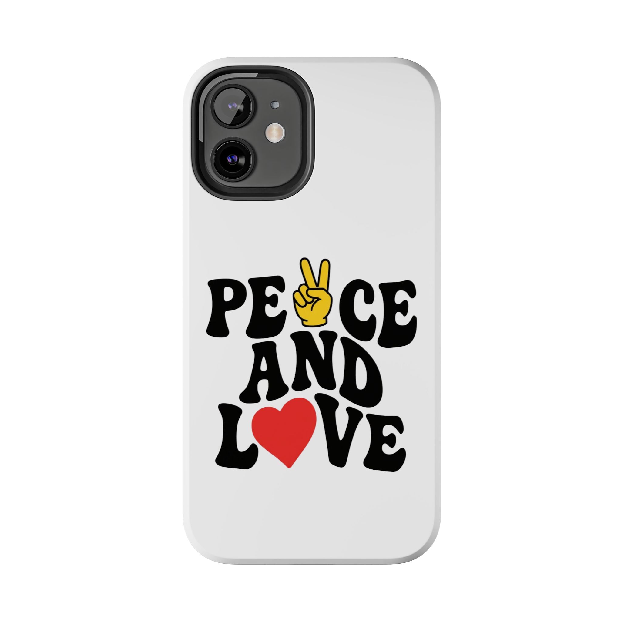 Peace and Love Tough Phone Case — Retro Peace Sign & Heart Protective Cover