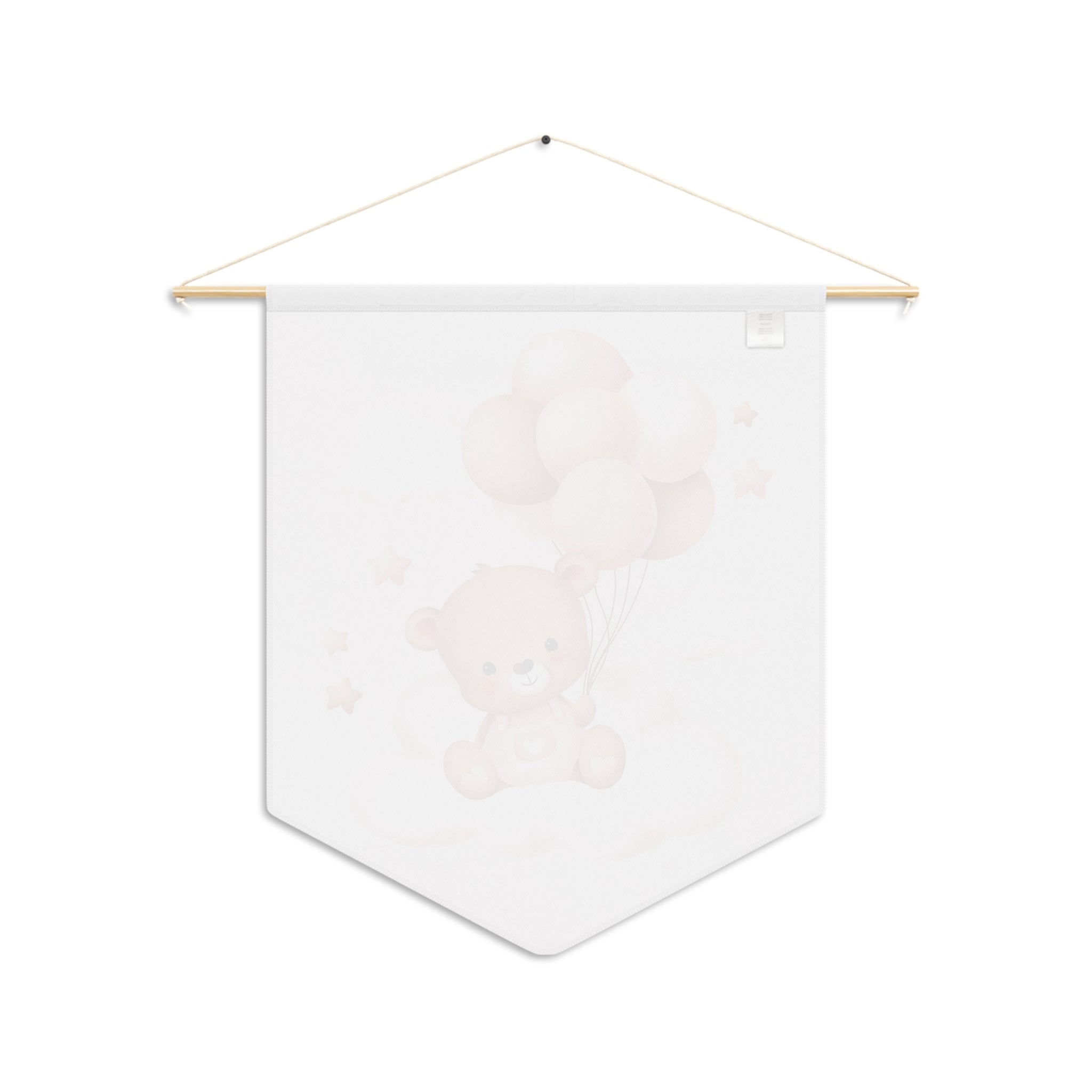 Nursery Pennant — Pink Teddy Bear with Balloons Wall Banner