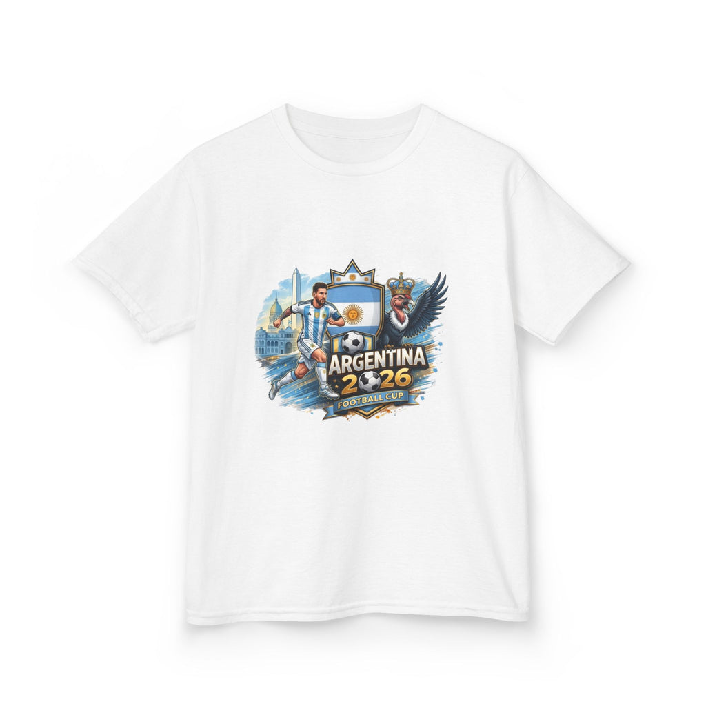 Argentina 2026 Kids T‑Shirt – Soccer Team Crest & Flag Youth Tee