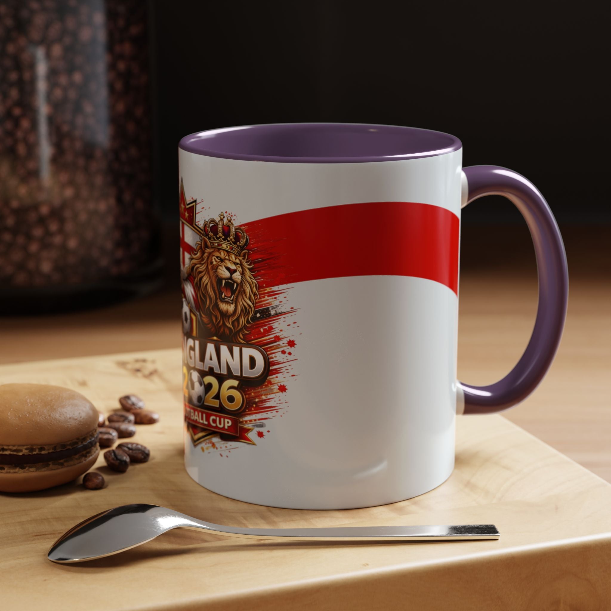 England 2026 Football Cup Accent Mug — Lion & St. George Soccer Coffee Cup (11/15oz)