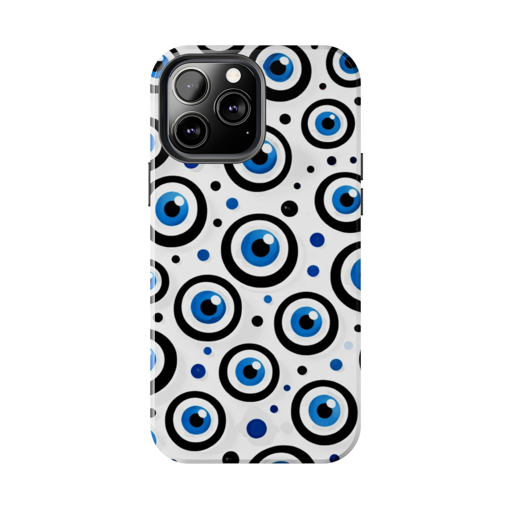 Blue Evil Eye Pattern Tough Phone Case — Protective Ceramic Nazar Design