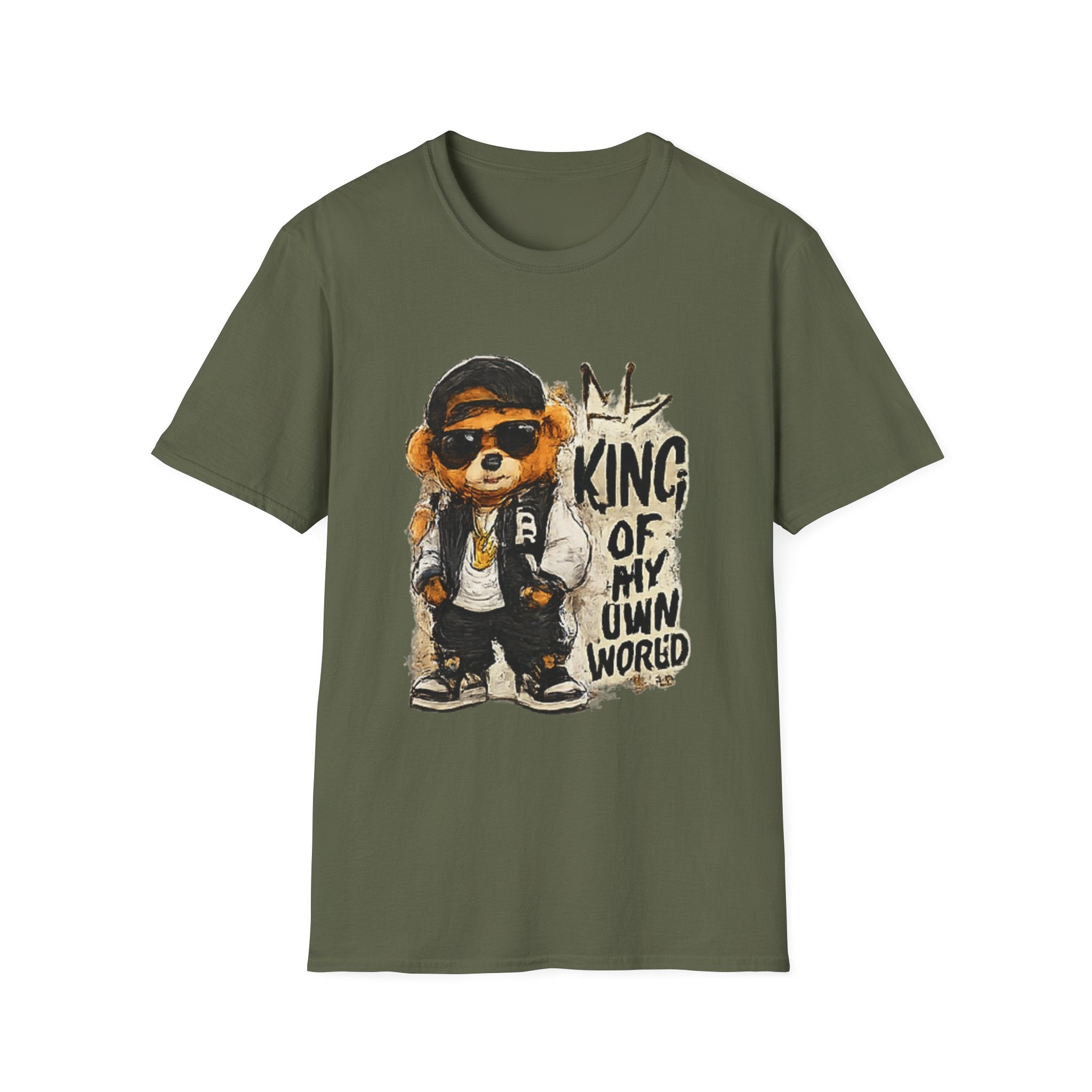 T-Shirt — 'King of My Own World' Cute Bear Graphic Tee