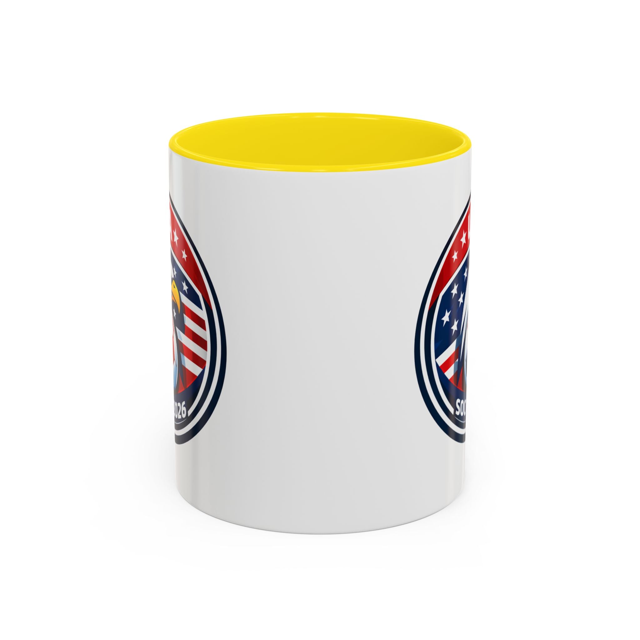 USA Soccer 2026 Accent Coffee Mug — Eagle & Flag Soccer Team Fan Gift (11/15oz)