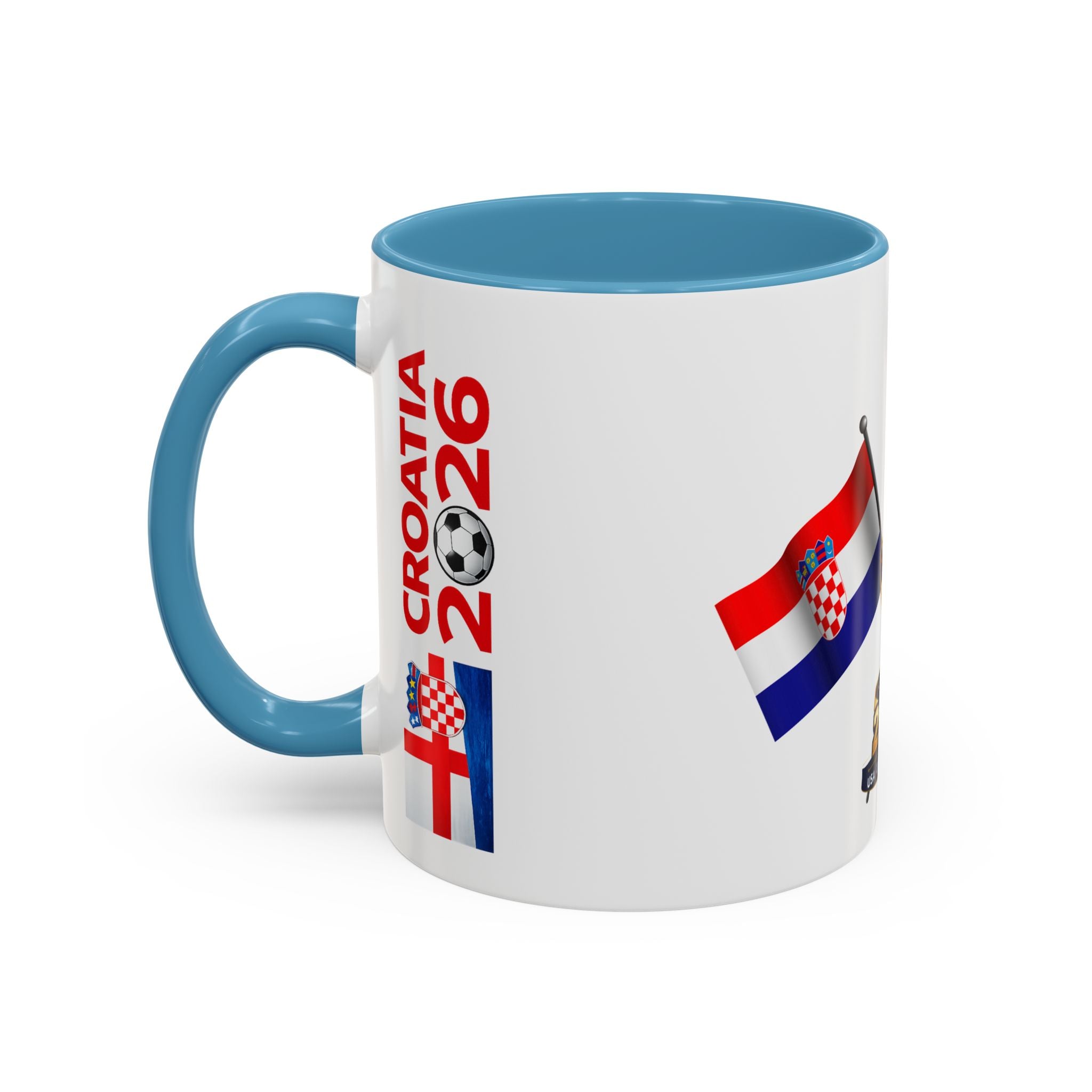 Croatia 2026 Soccer Fan Coffee Mug — Flags & Trophy Cup Design