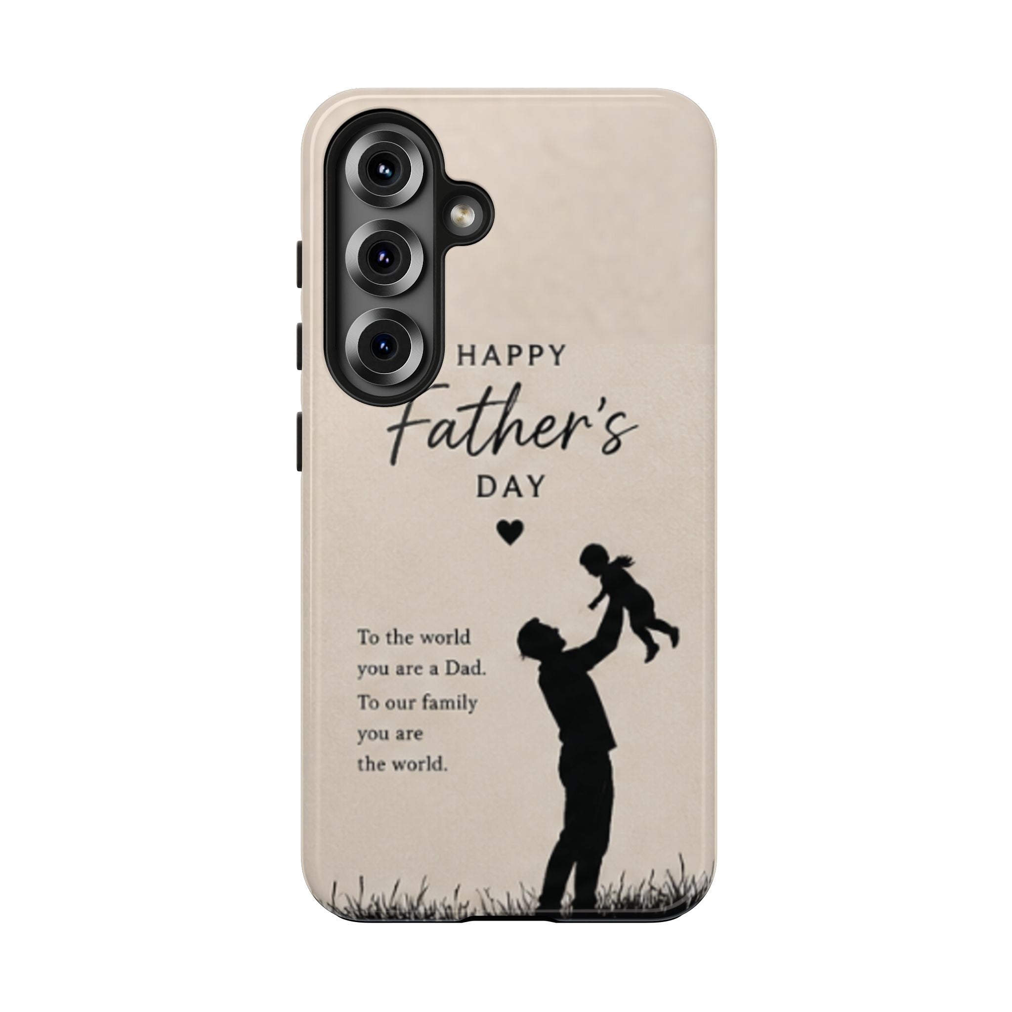 Father's Day Tough Phone Case — "Happy Father's Day" Silhouette Dad & Child Protective Cover