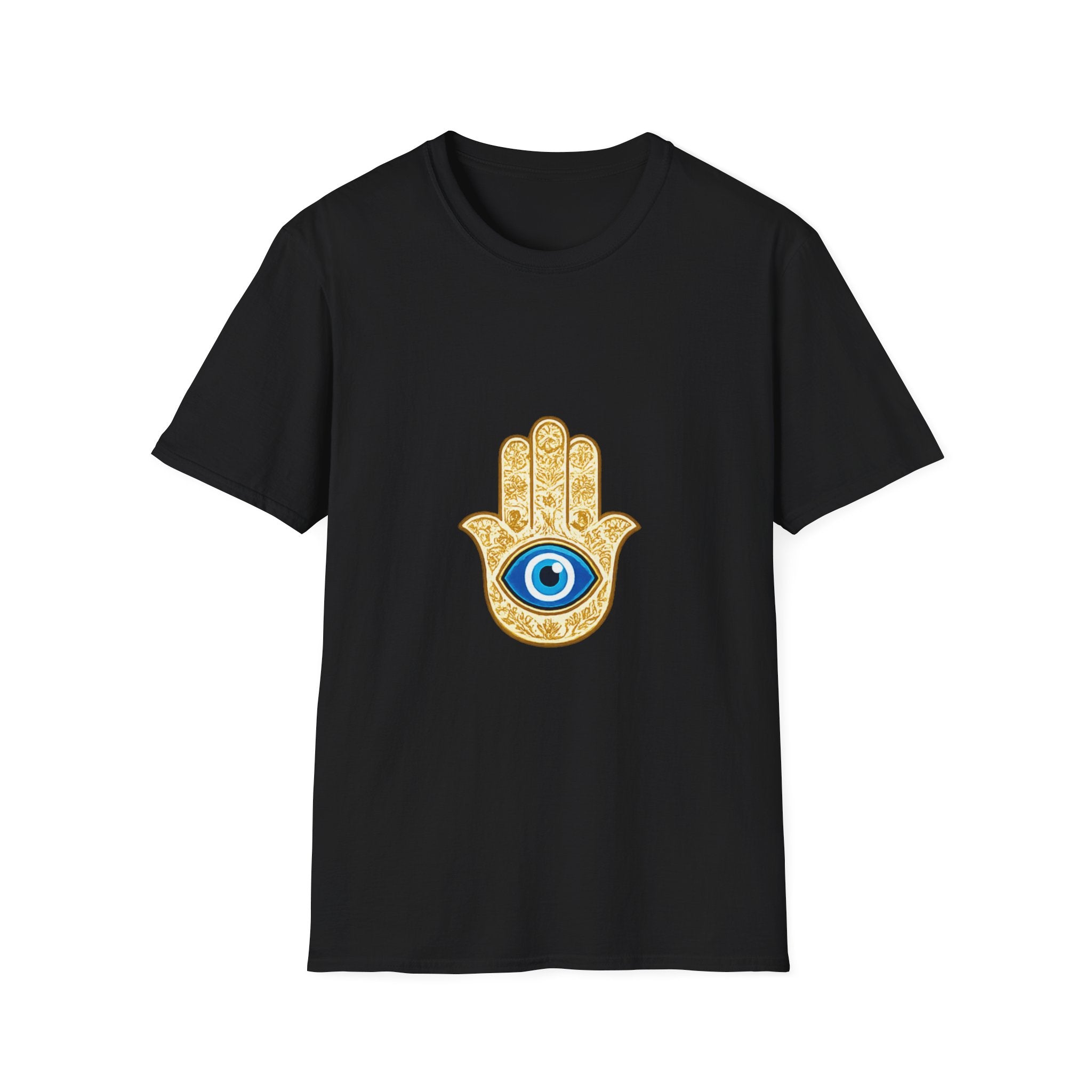 Hamsa Hand T-Shirt with Blue Evil Eye — Protective Spiritual Symbol Tee