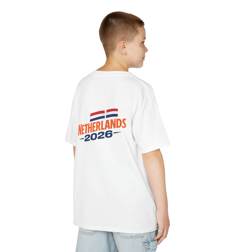 Netherlands 2026 Kids T-Shirt – Dutch Flag Brushstroke Soccer Supporter Tee