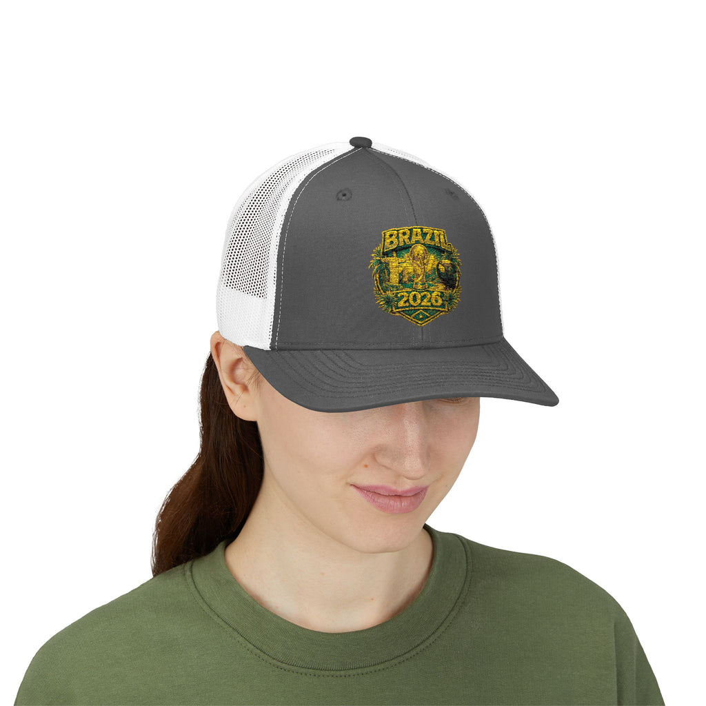 Brazil  Vintage Patch Trucker Cap — Rustic 2026 Crest Snapback