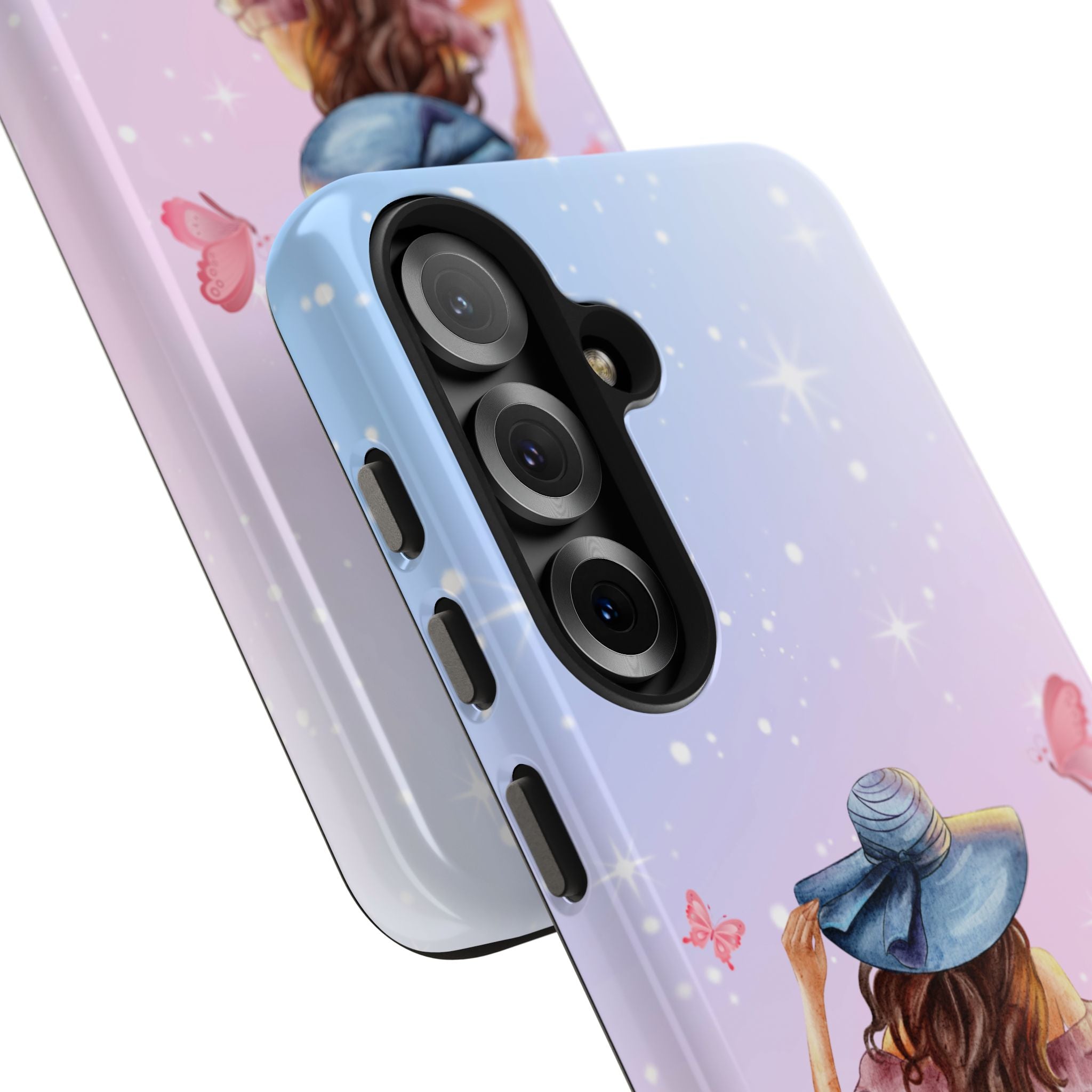 Pastel Girl with Hat Phone Case — Floral Basket Butterfly Tough Phone Case