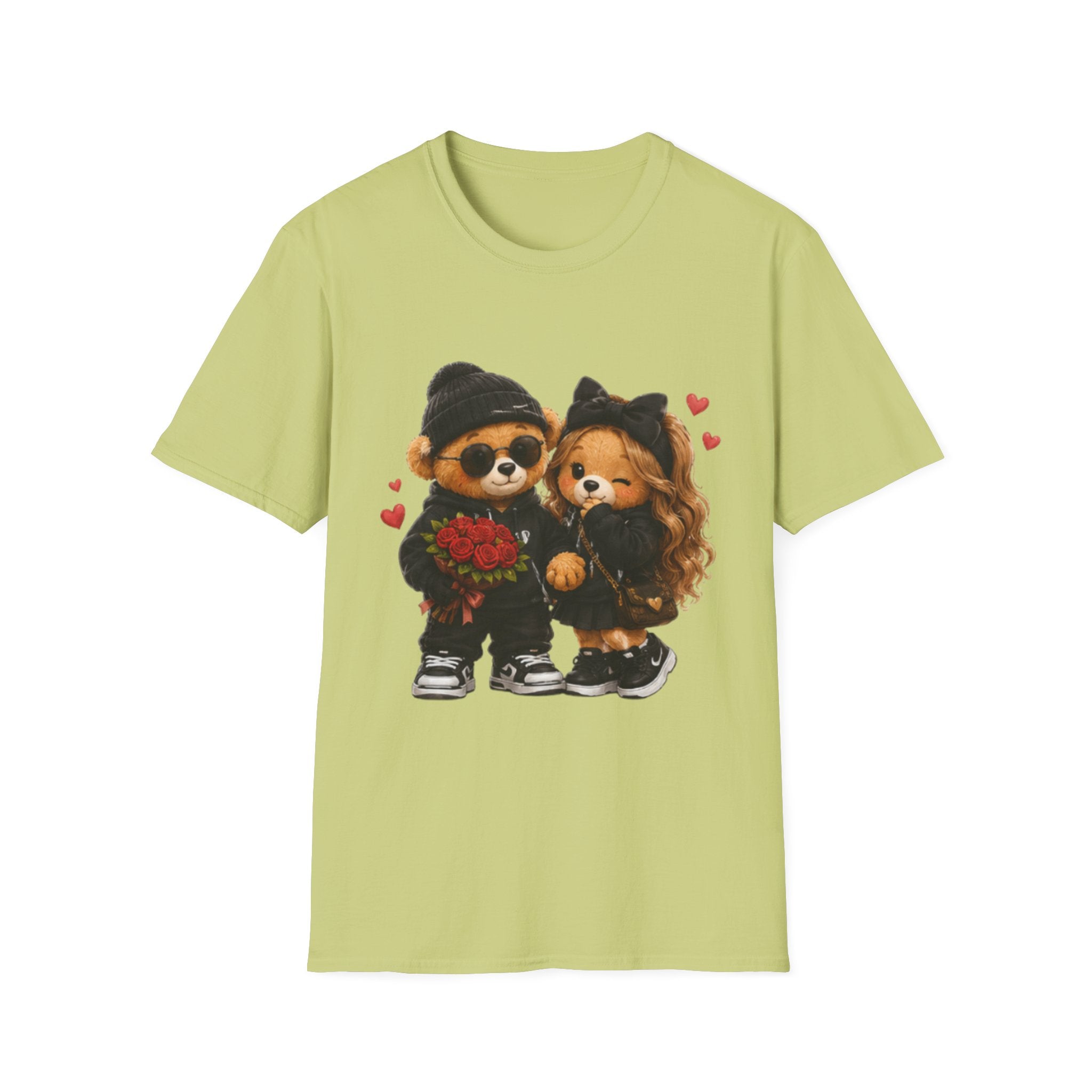 Cute Couple Bears unisex T-Shirt - Romantic Valentine’s Day Graphic Tee with Teddy Pair Holding Roses