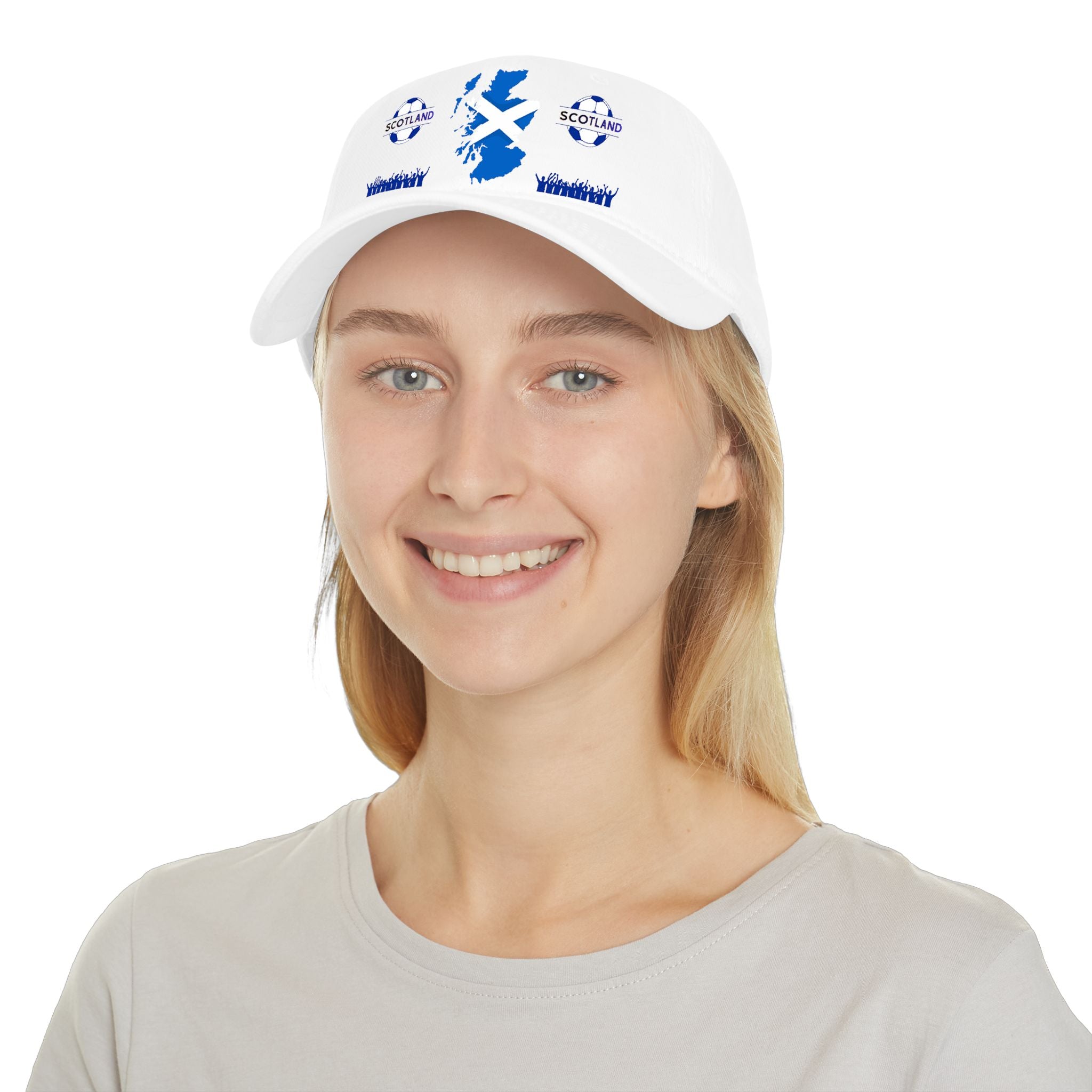 Scotland Soccer Fan Cap — Scottish Flag & Football Silhouette Low Profile Baseball Hat