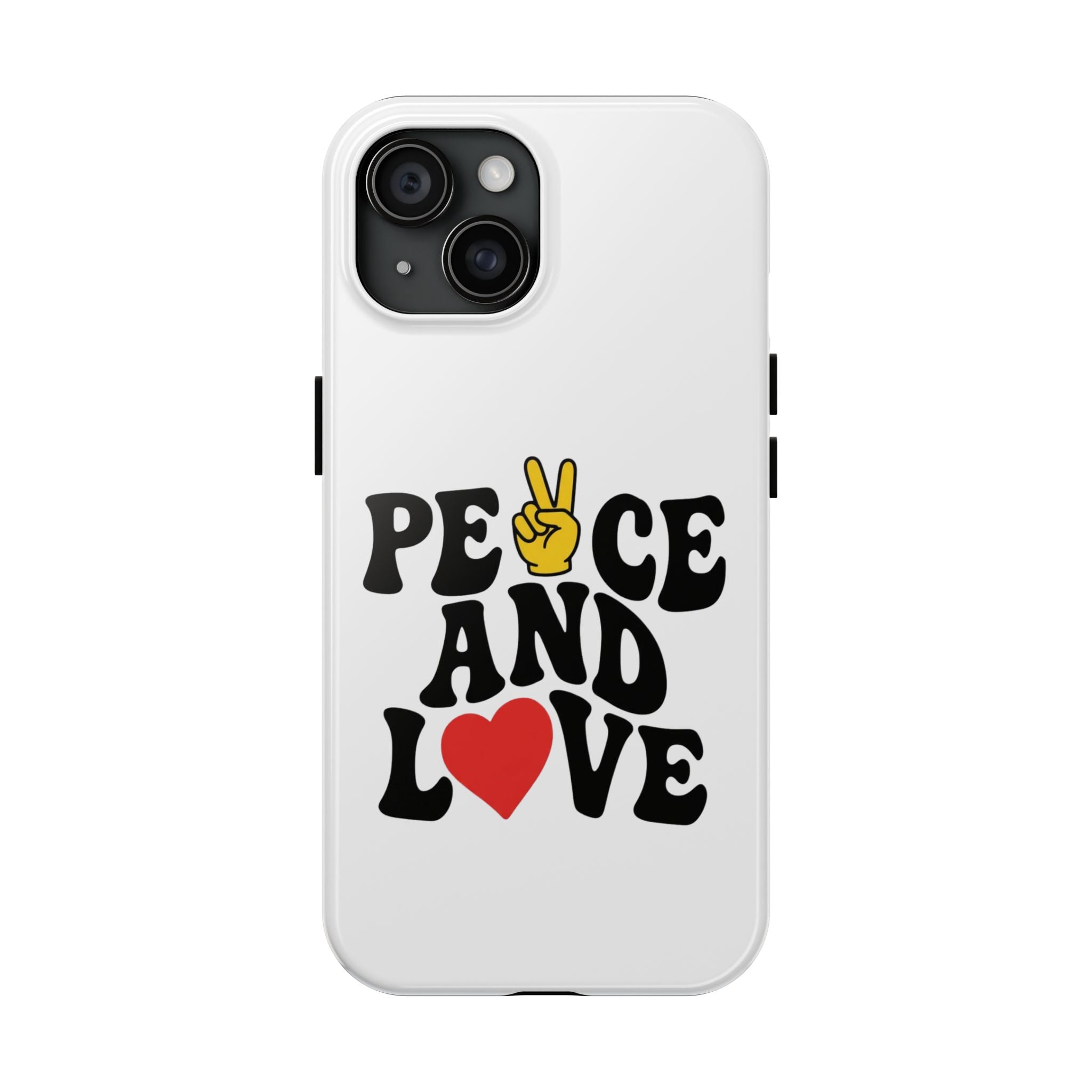 Peace and Love Tough Phone Case — Retro Peace Sign & Heart Protective Cover