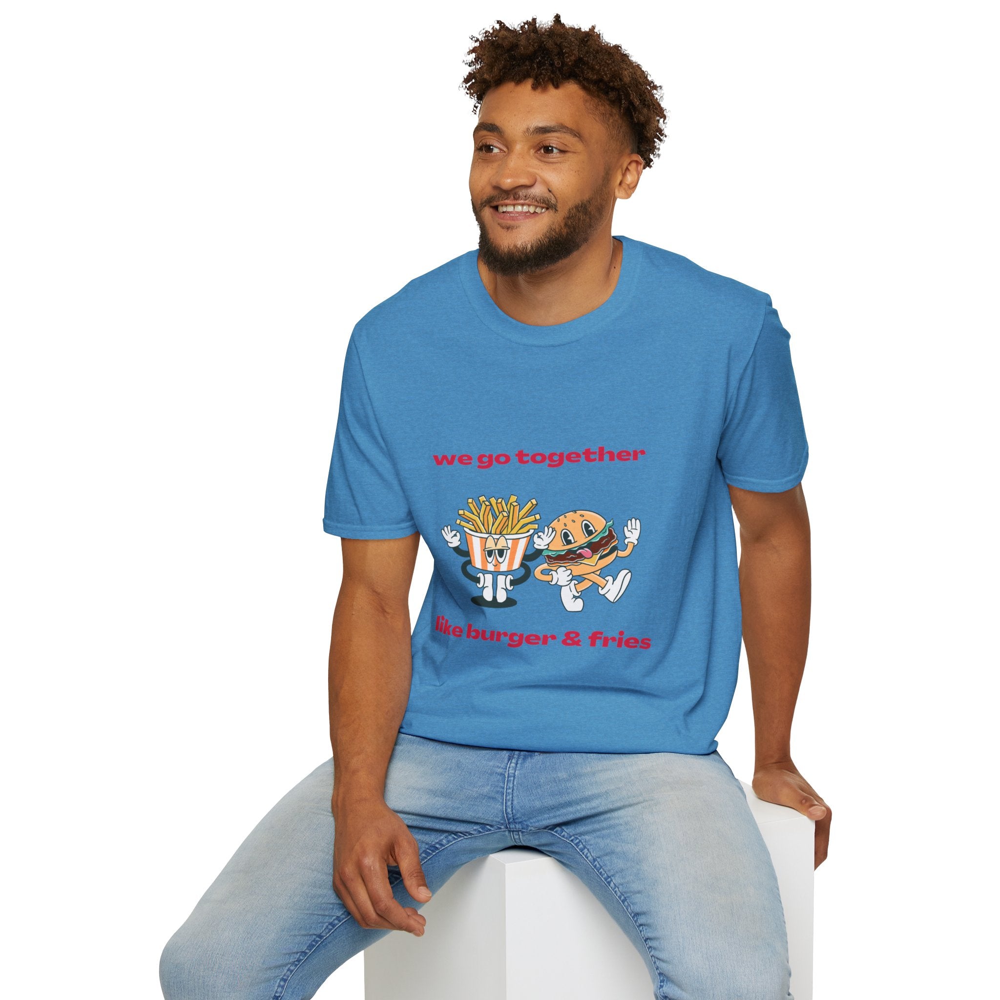Burger & Fries Graphic T-Shirt — "We Go Together" Cute Matching Tee