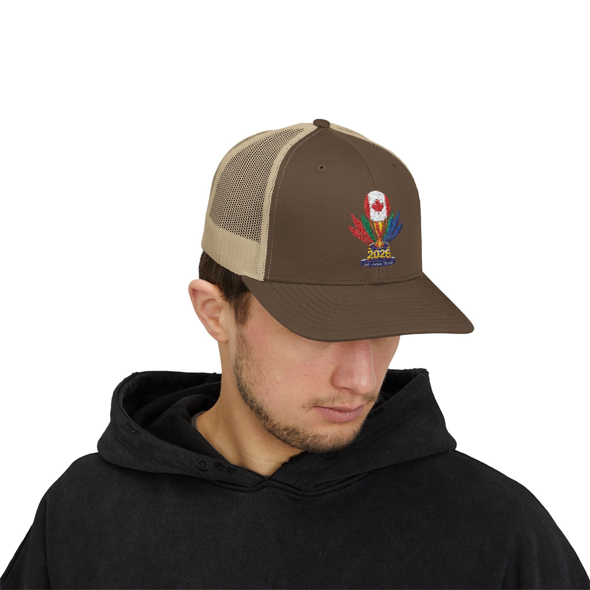 Embroidered Colorful Trophy Trucker Cap - Snapback Mesh Hat