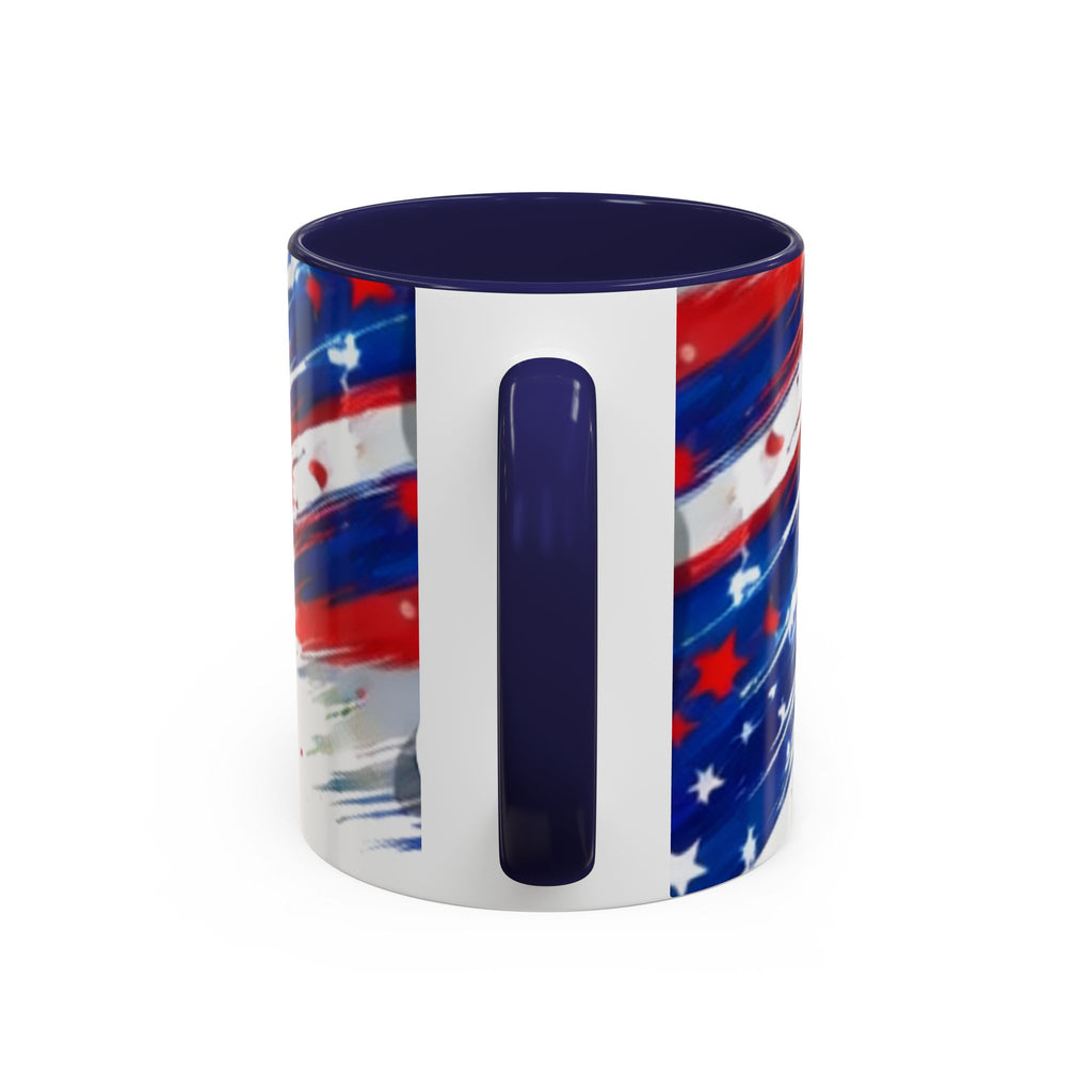 USA 2026 Flag Accent Coffee Mug — Patriotic Fourth of July Drinkware
