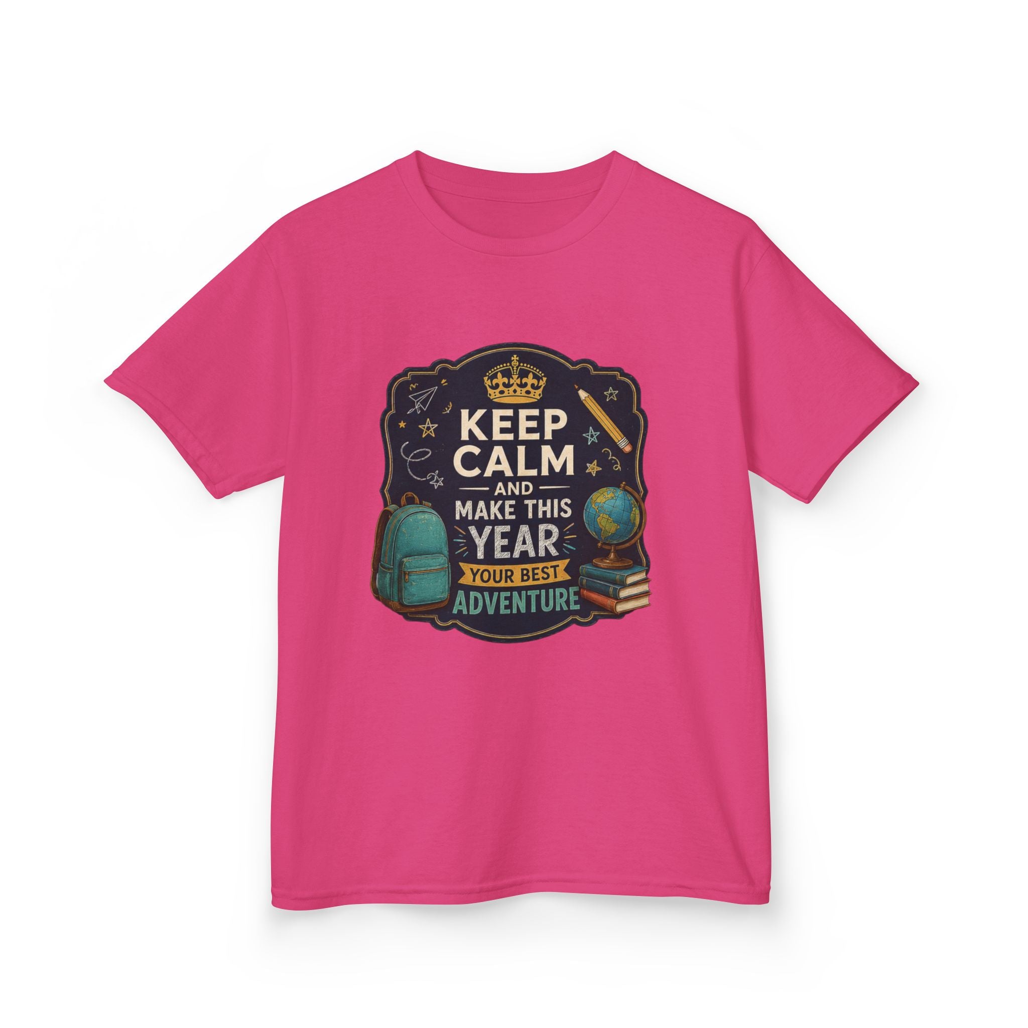 Kids Tee — "Keep Calm and Make This Year Your Best Adventure" Travel Graphic
