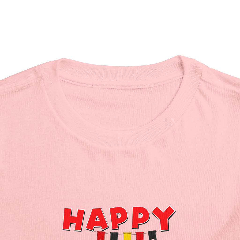 Toddler Tee — 'Happy Birthday' Balloon Party Shirt (Mickey-Style Colors)