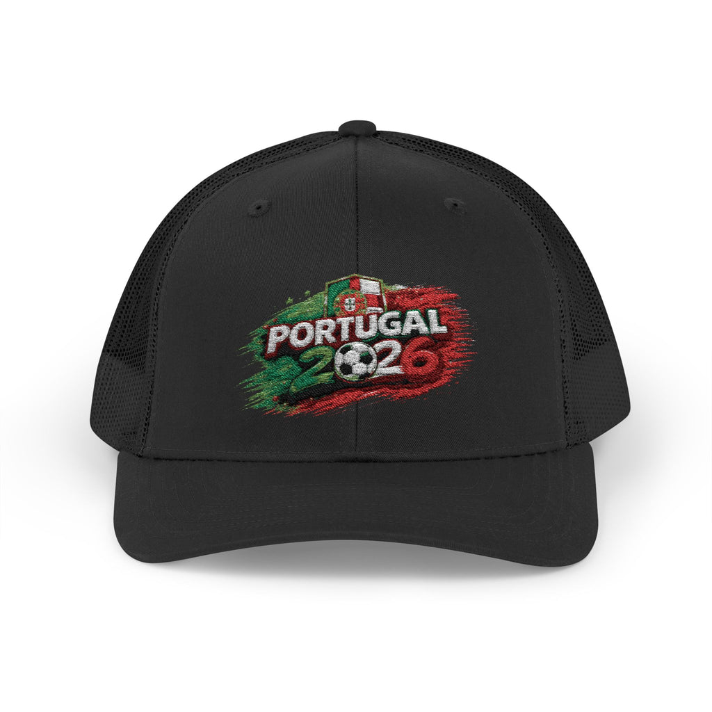 Portugal 2026 Soccer Snapback Trucker Cap – Vintage Flag Brushstroke Design