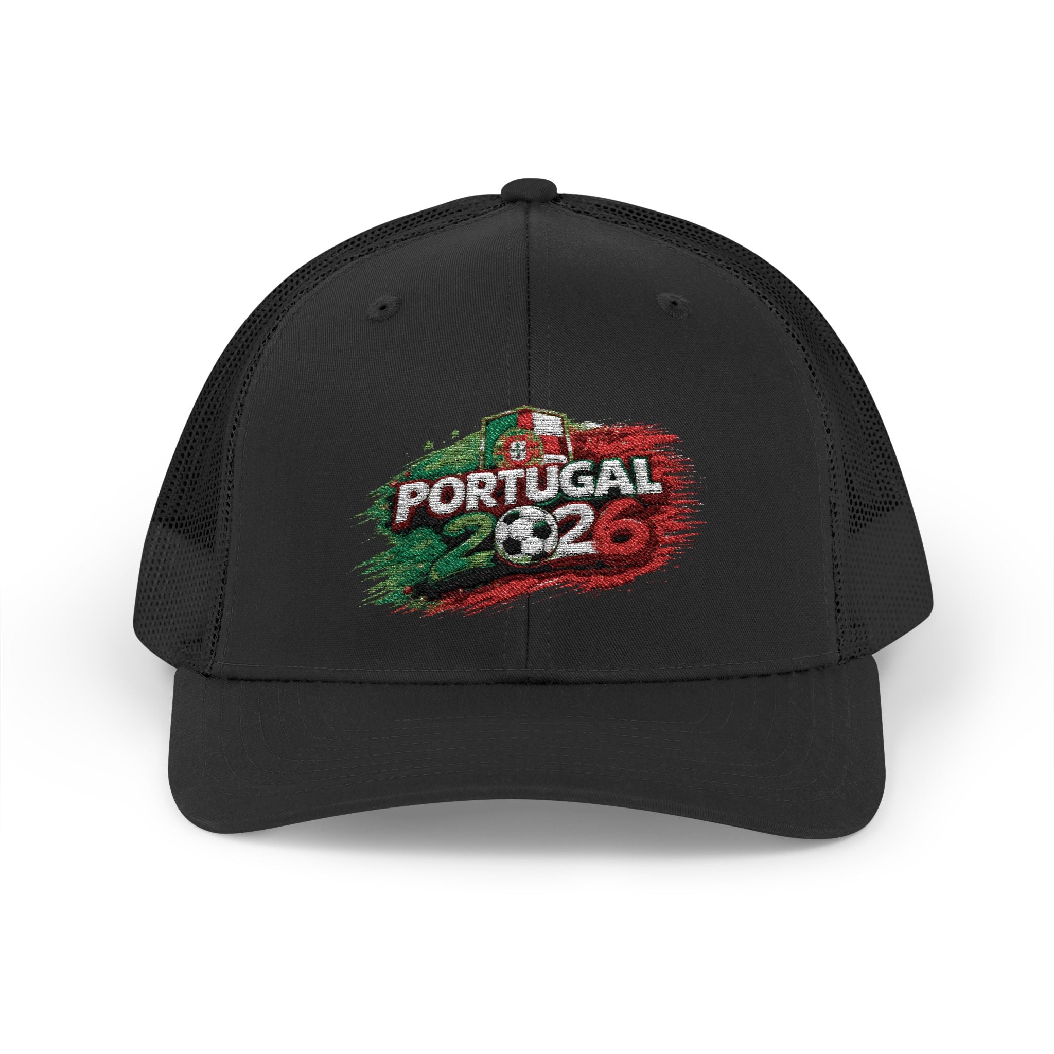 Portugal 2026 Soccer Snapback Trucker Cap – Vintage Flag Brushstroke Design