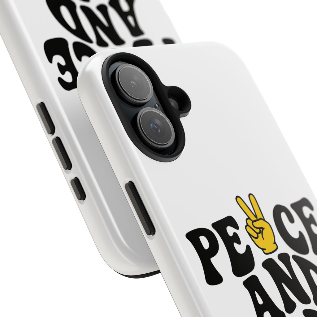 Peace and Love Tough Phone Case — Retro Peace Sign & Heart Protective Cover