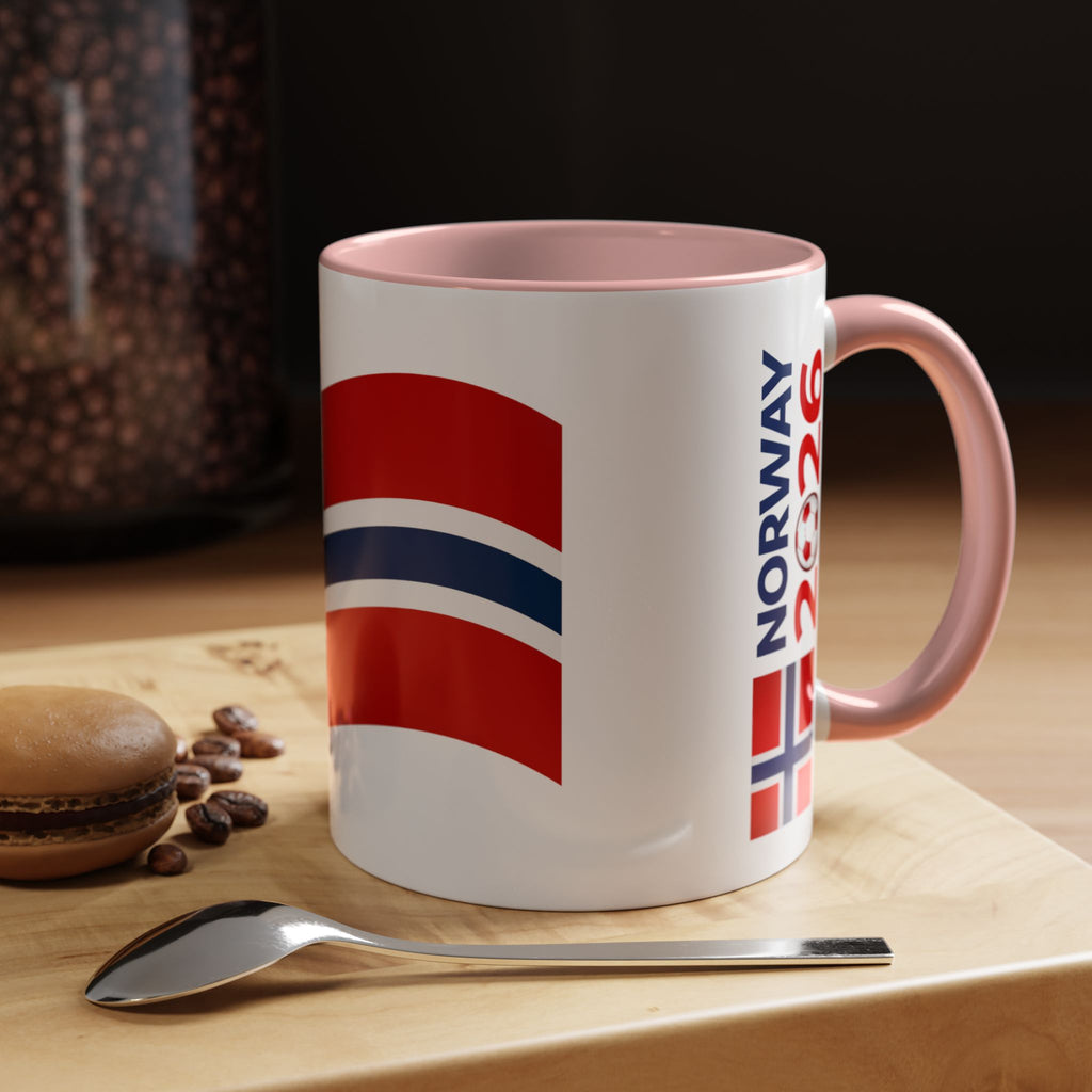 Norway Flag Accent Coffee Mug – Norway 2026 Soccer Fan Ceramic Mug (11/15oz)