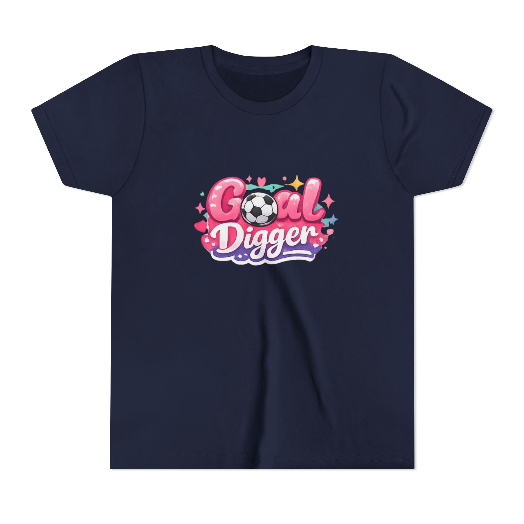 Youth Soccer Tee — "Goal Digger" Cute Pink Soccer Graphic