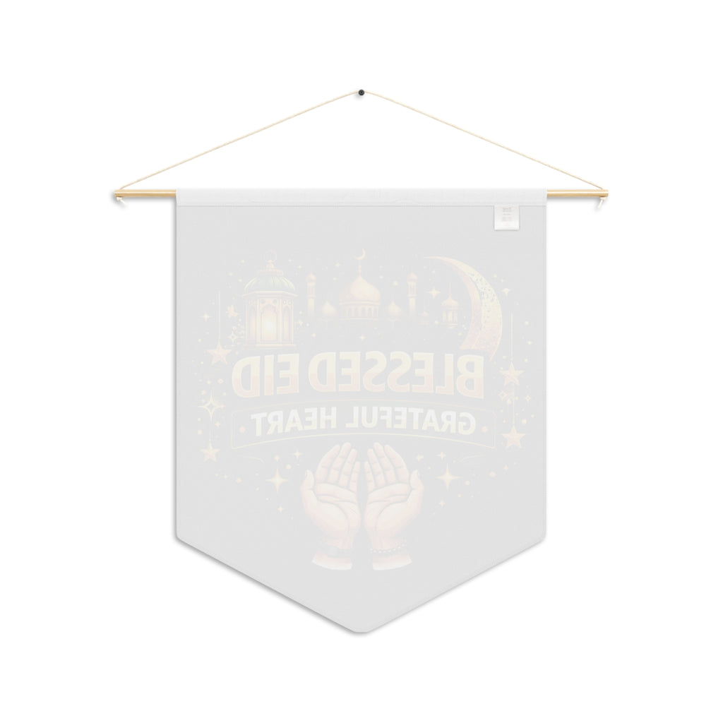 Eid Pennant Flag — "Blessed Eid Grateful Heart" Decorative Islamic Wall Banner