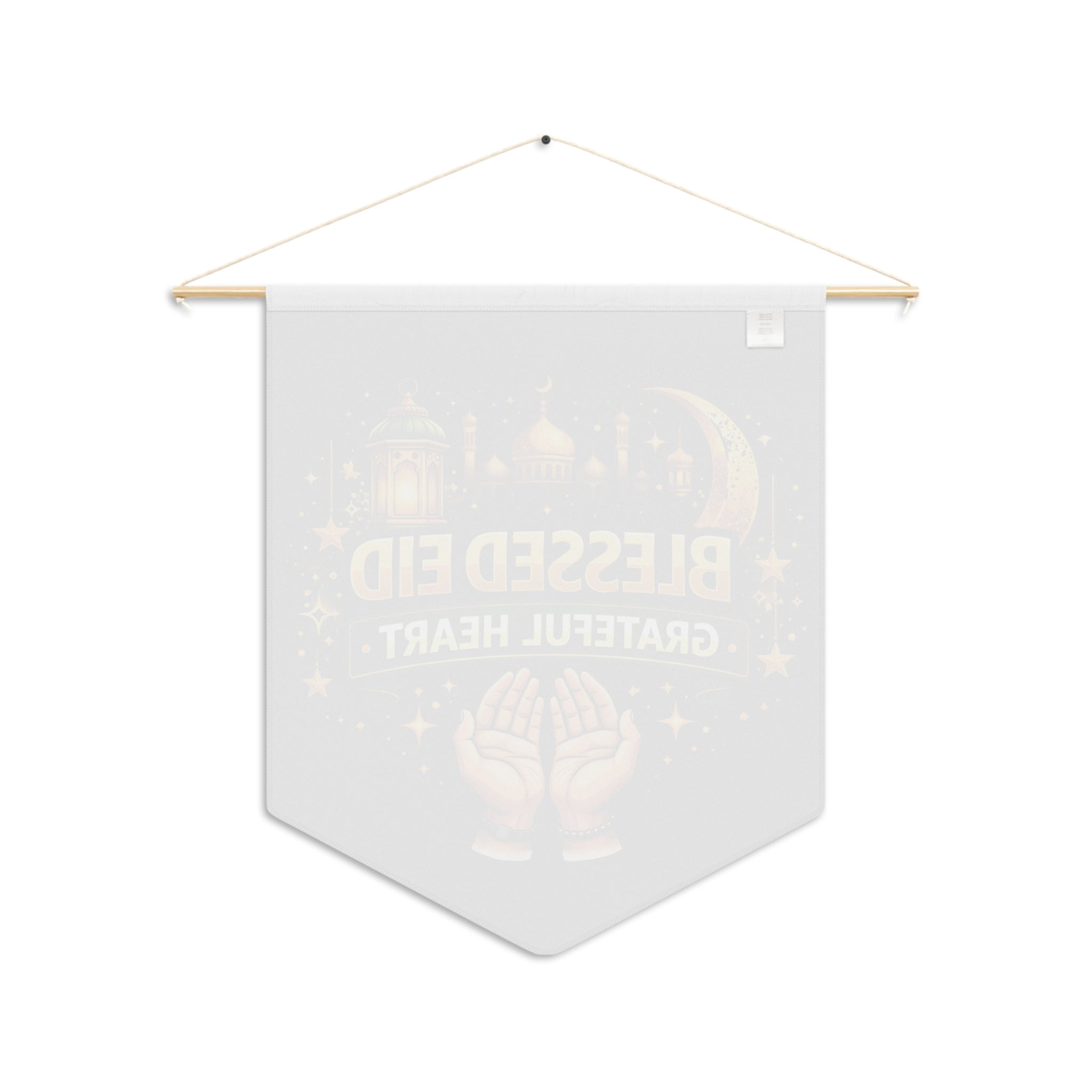 Eid Pennant Flag — "Blessed Eid Grateful Heart" Decorative Islamic Wall Banner