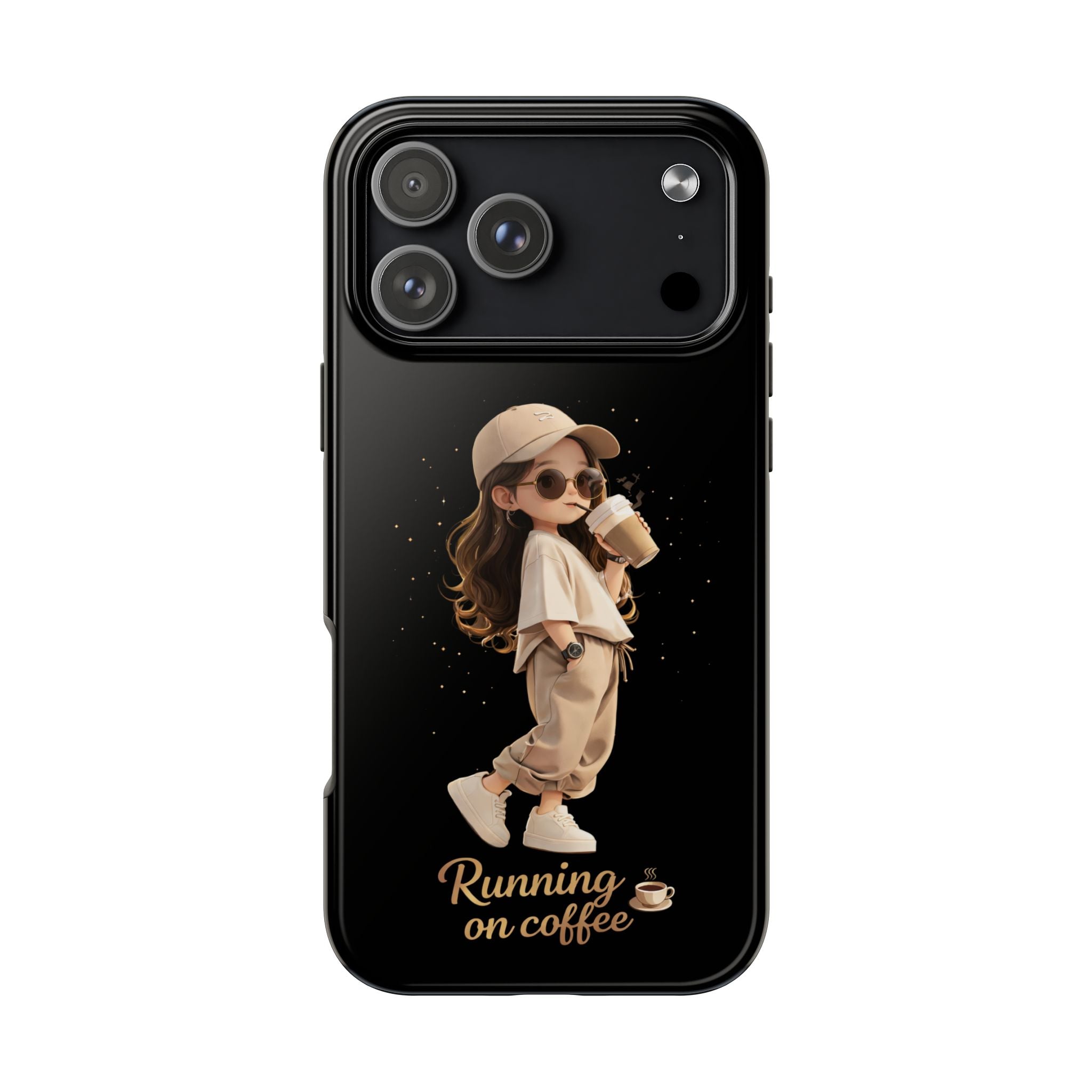 Phone Case — 'Running on Coffee' Cute Coffee Girl Protective Case