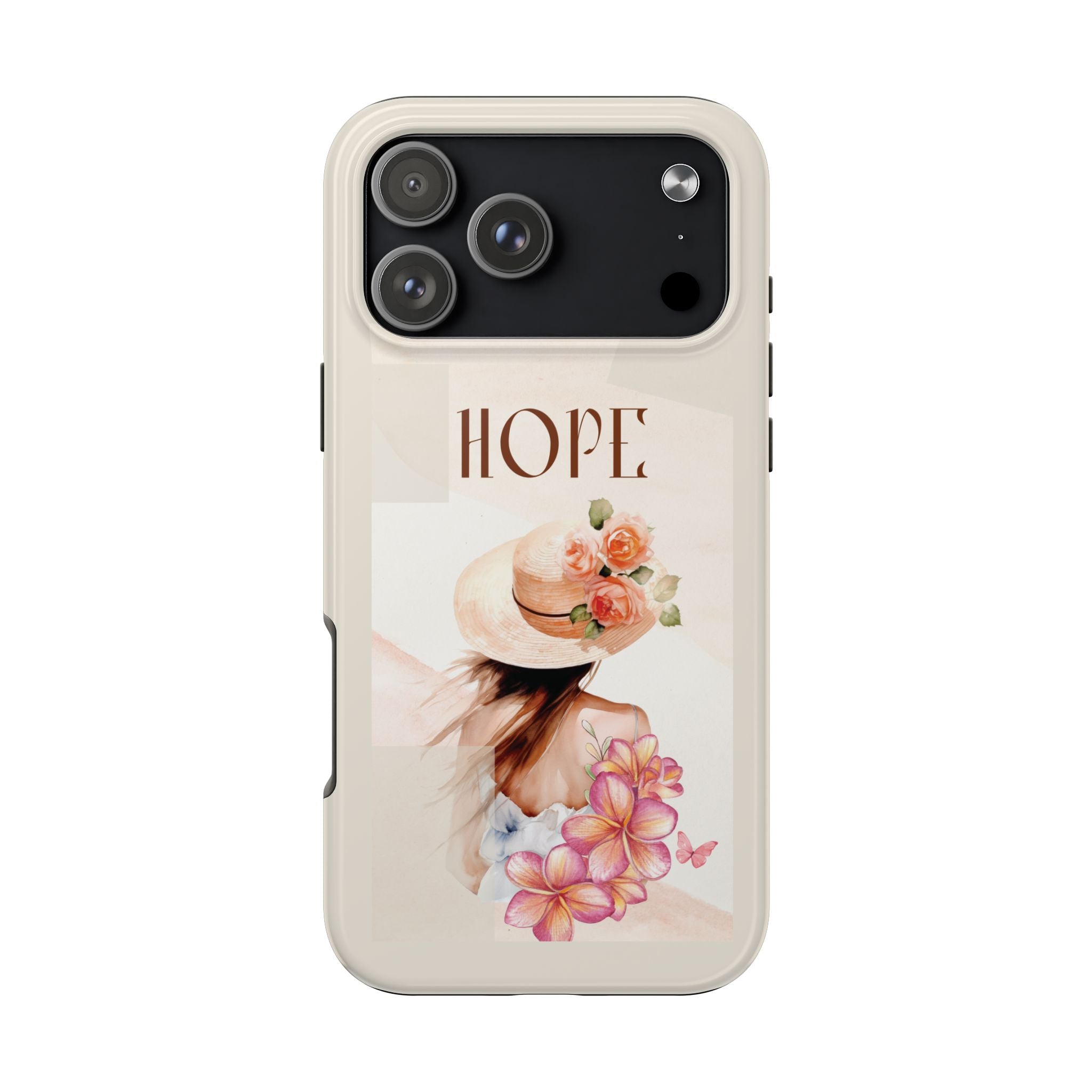 Hope Floral Tough Phone Case — Protective iPhone Case with Watercolor Girl & Flowers