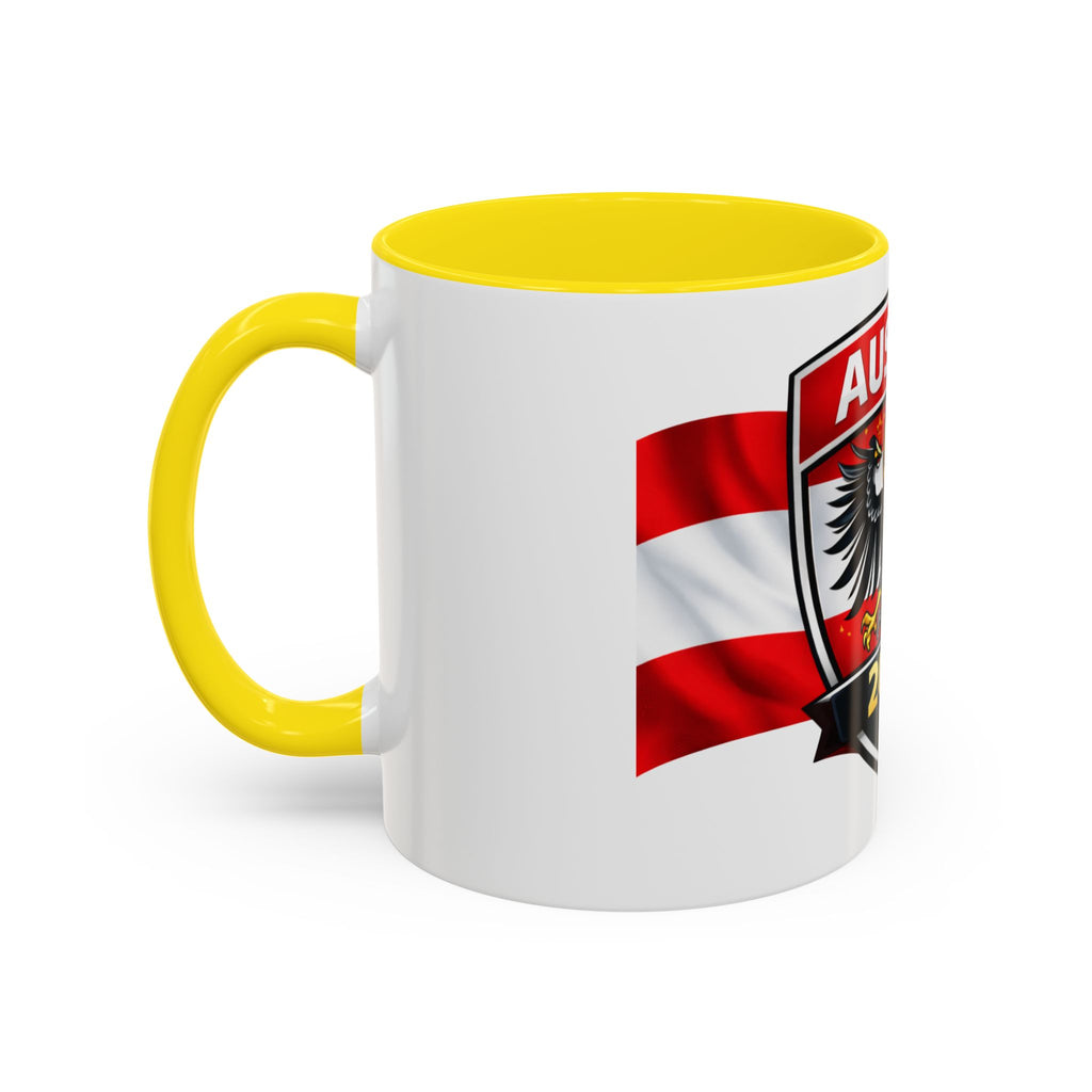 Austria 2026 Cup Coffee Mug – Austrian Flag & Trophy Accent Mug