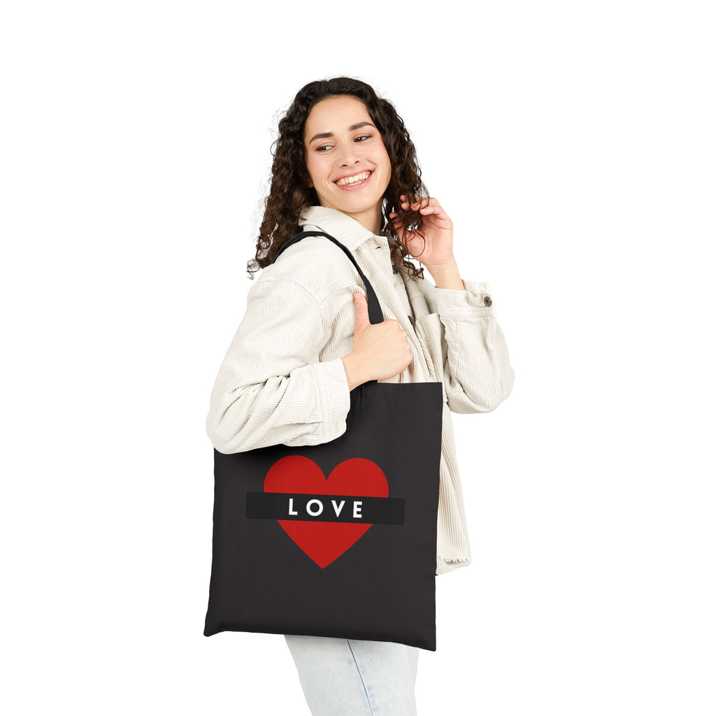 Love Heart Tote Bag — Red Heart "LOVE" Canvas Grocery & Gift Tote